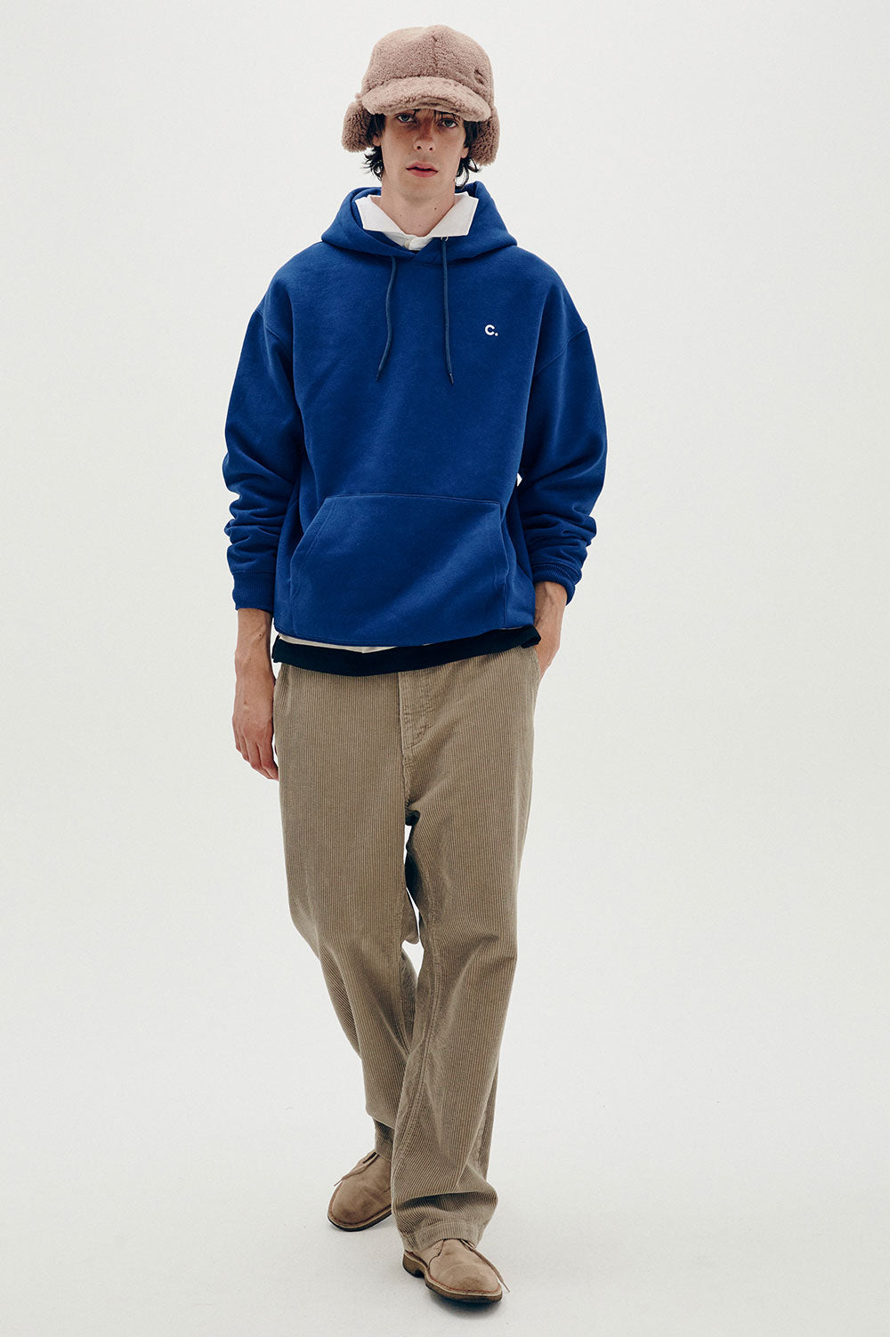 Logo Fleece-Lined Hoody - Blue