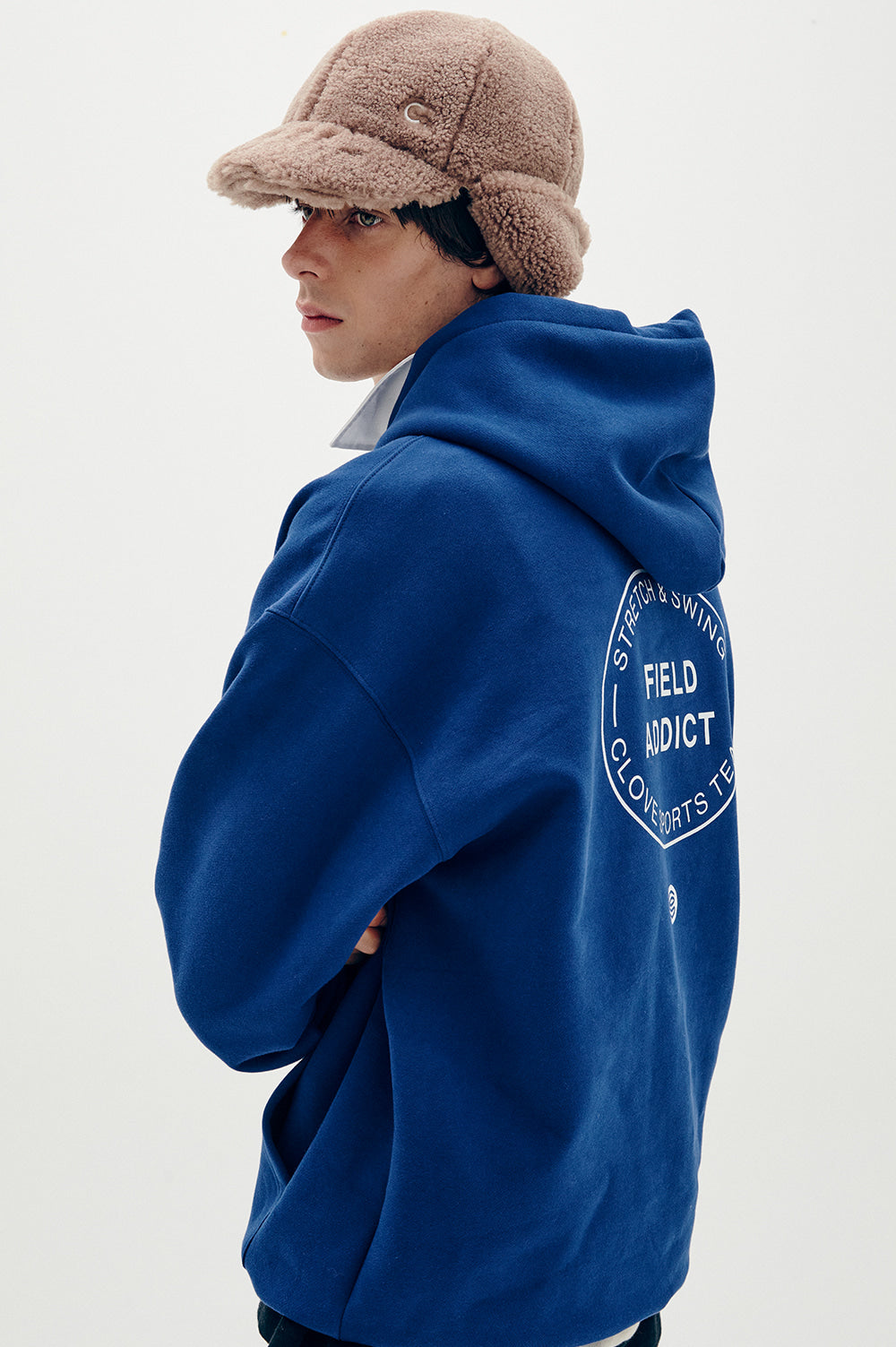 Logo Fleece-Lined Hoody - Blue