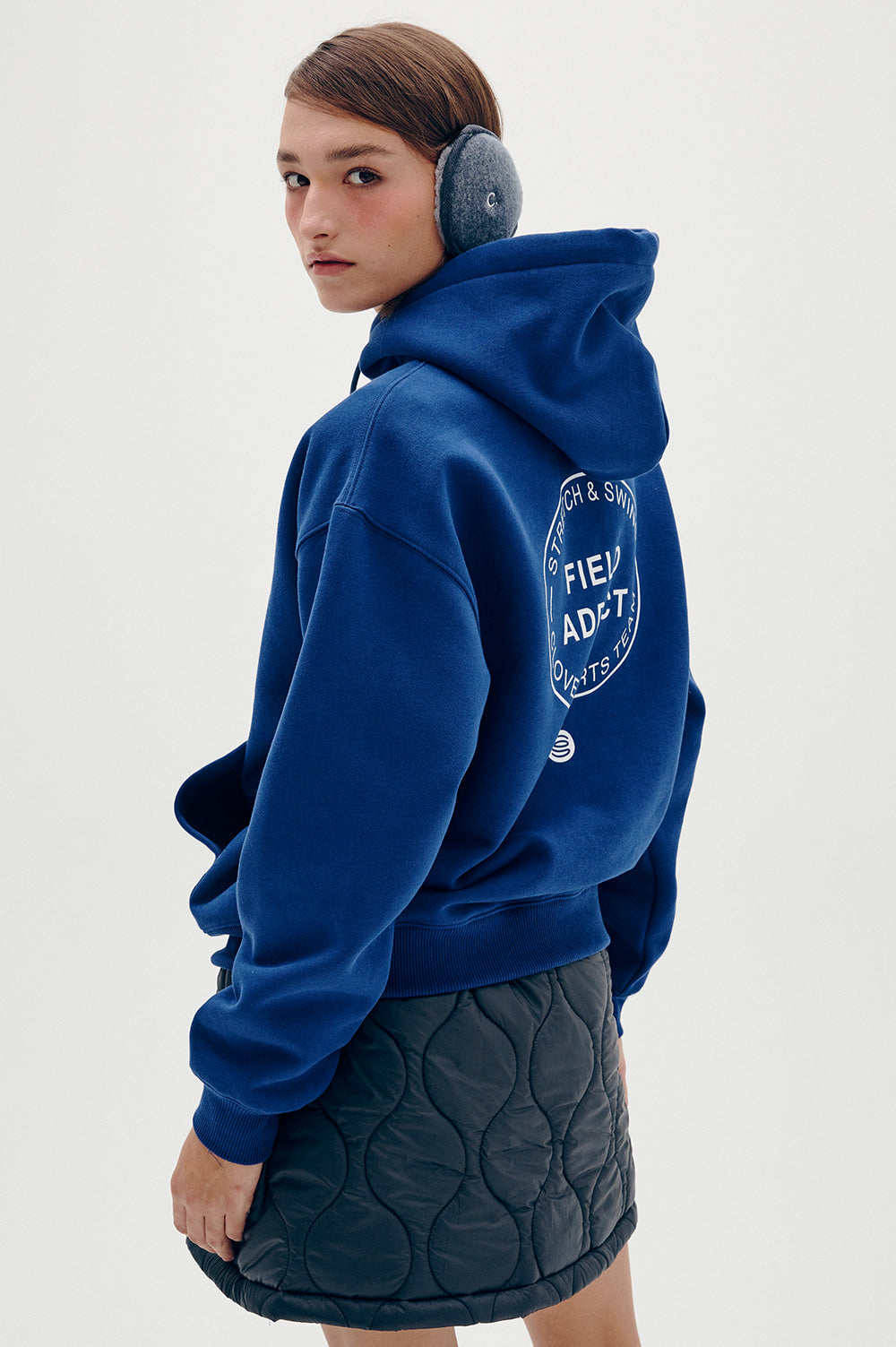 Logo Fleece-Lined Hoody - Blue