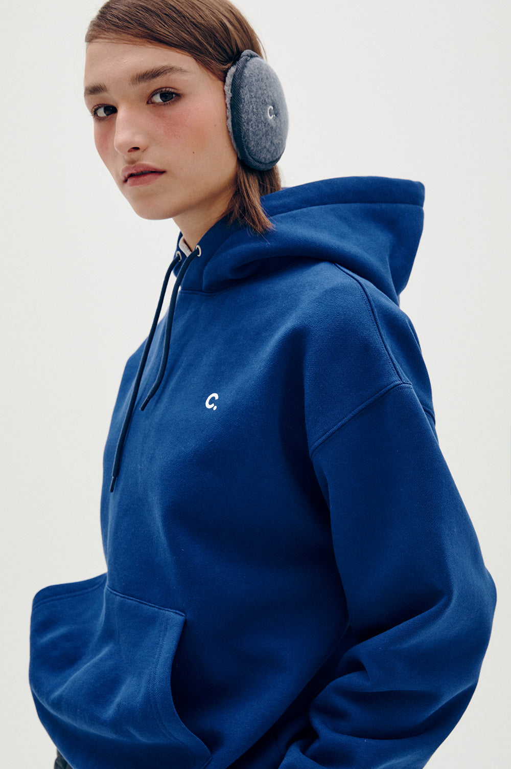 Logo Fleece-Lined Hoody - Blue