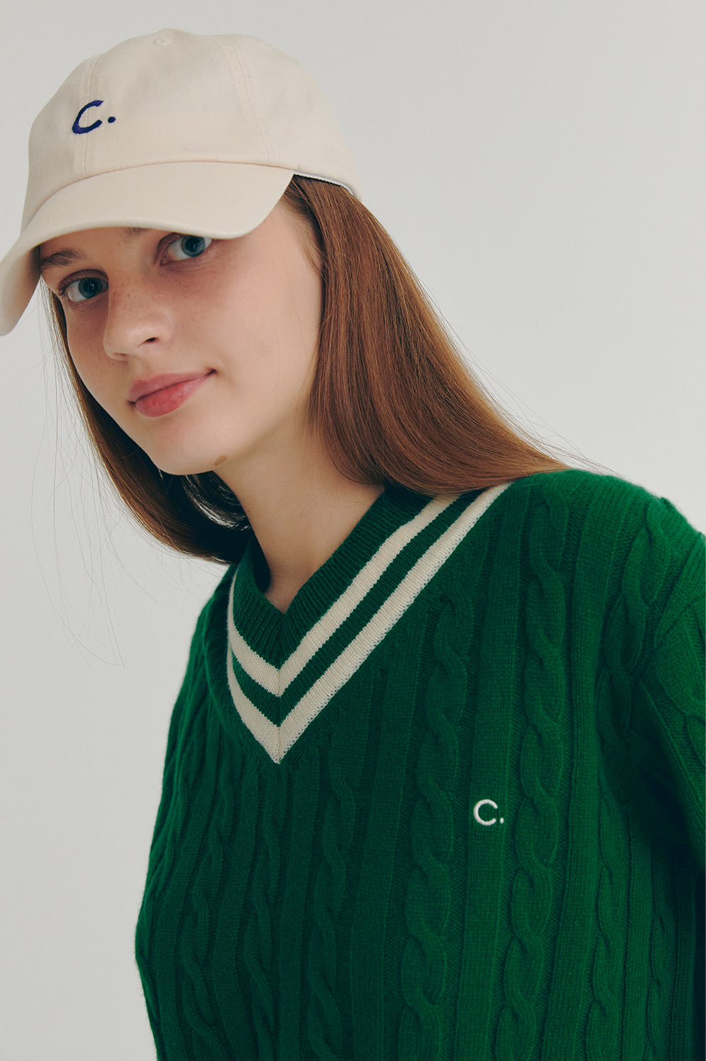 Cricket Cable V-Neck Knit Women - Green