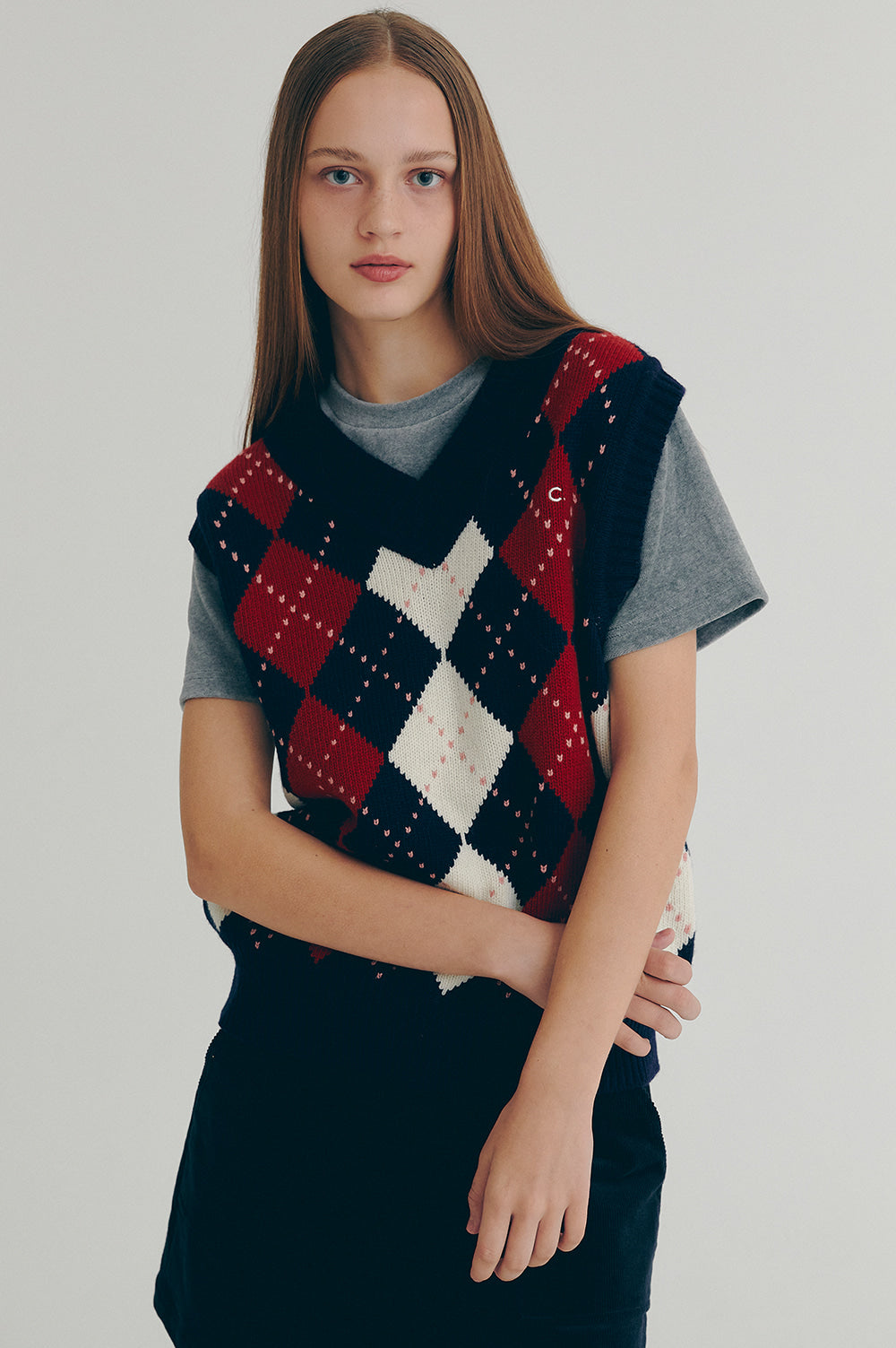 Argyle Wool Vest - Navy