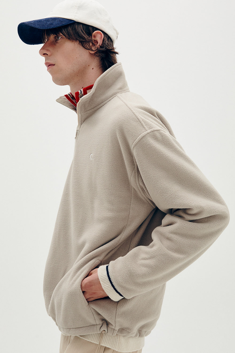 Basic Fleece Half-Zip - Beige