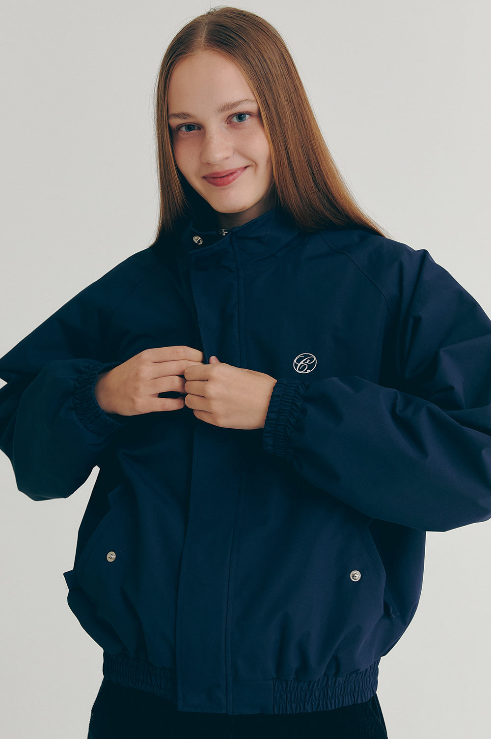 Embroidered Blouson - Navy