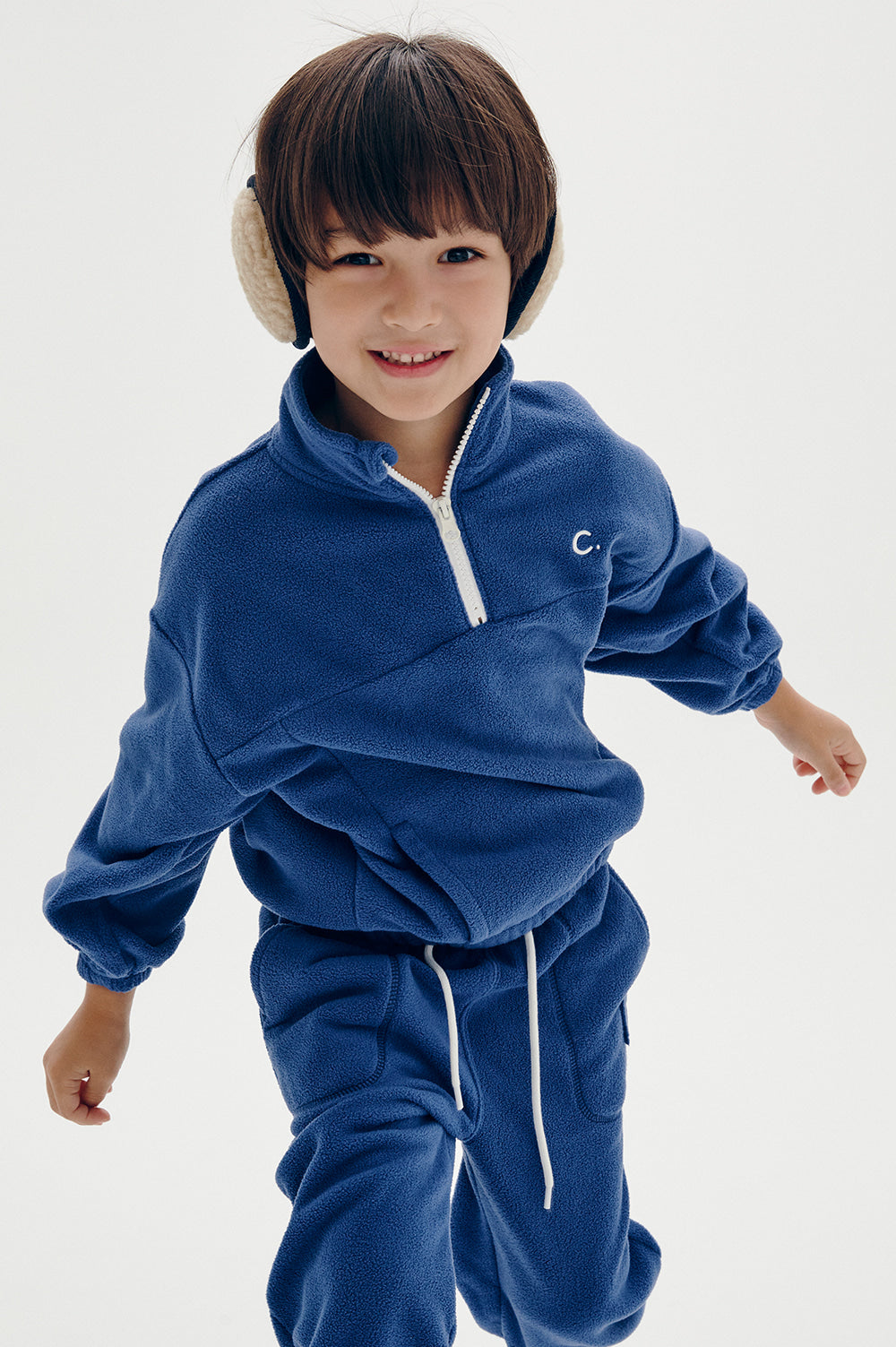 Logo Fleece Half-Zip Kids - Blue