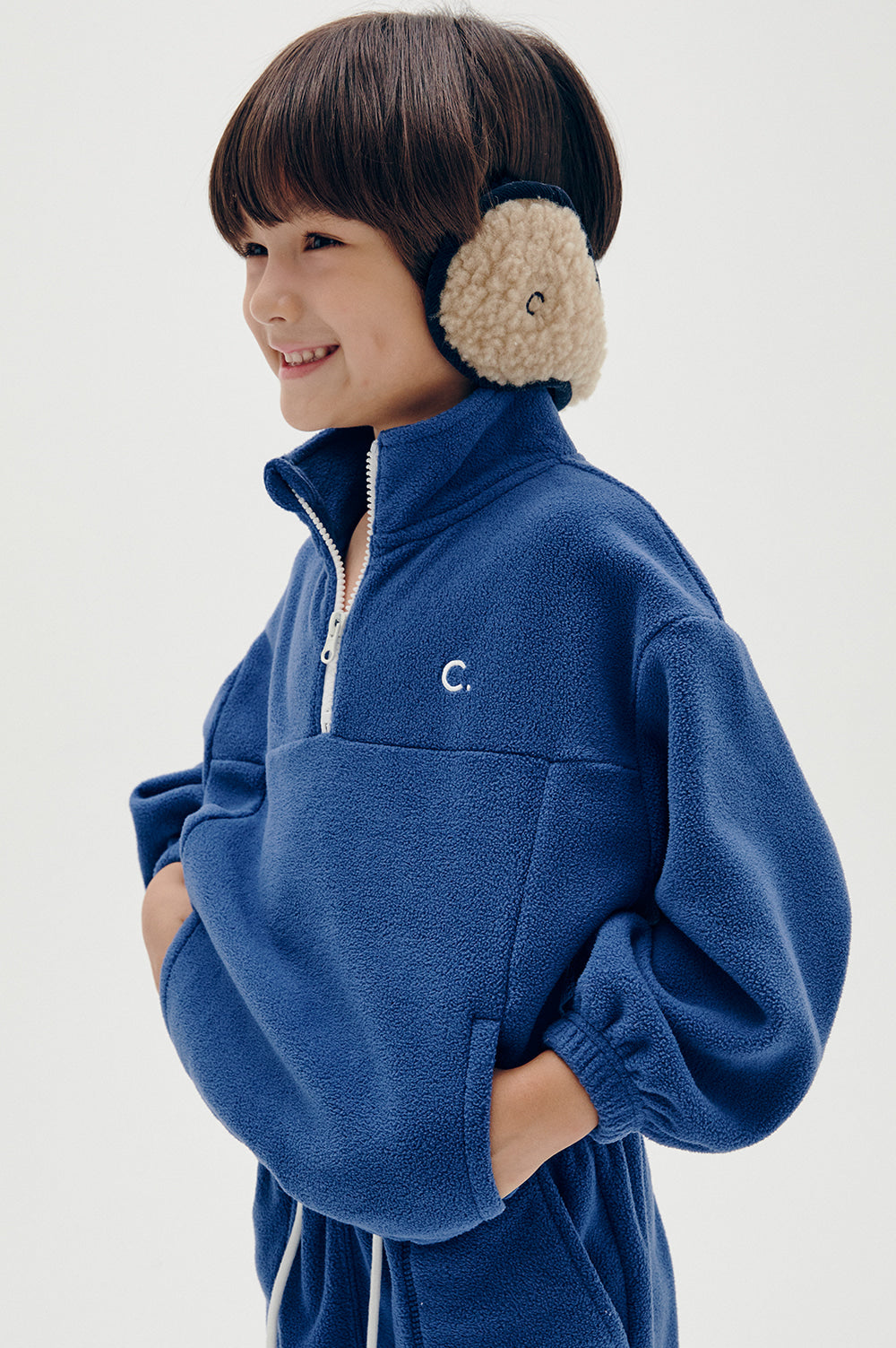 Logo Fleece Half-Zip Kids - Blue