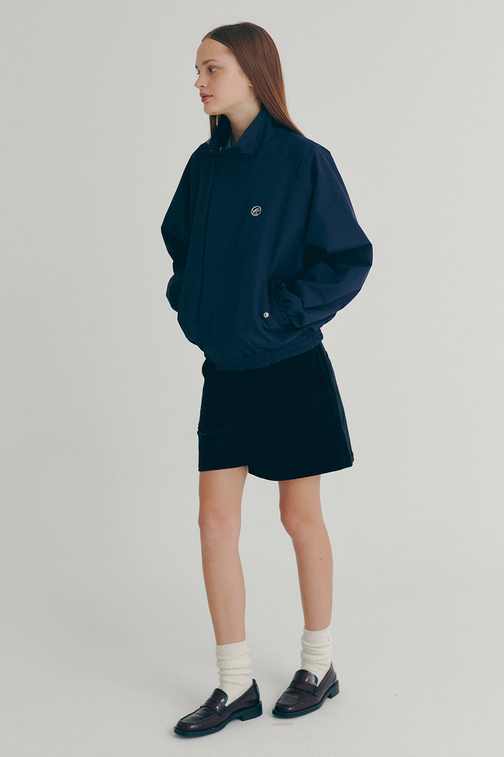 Embroidered Blouson - Navy