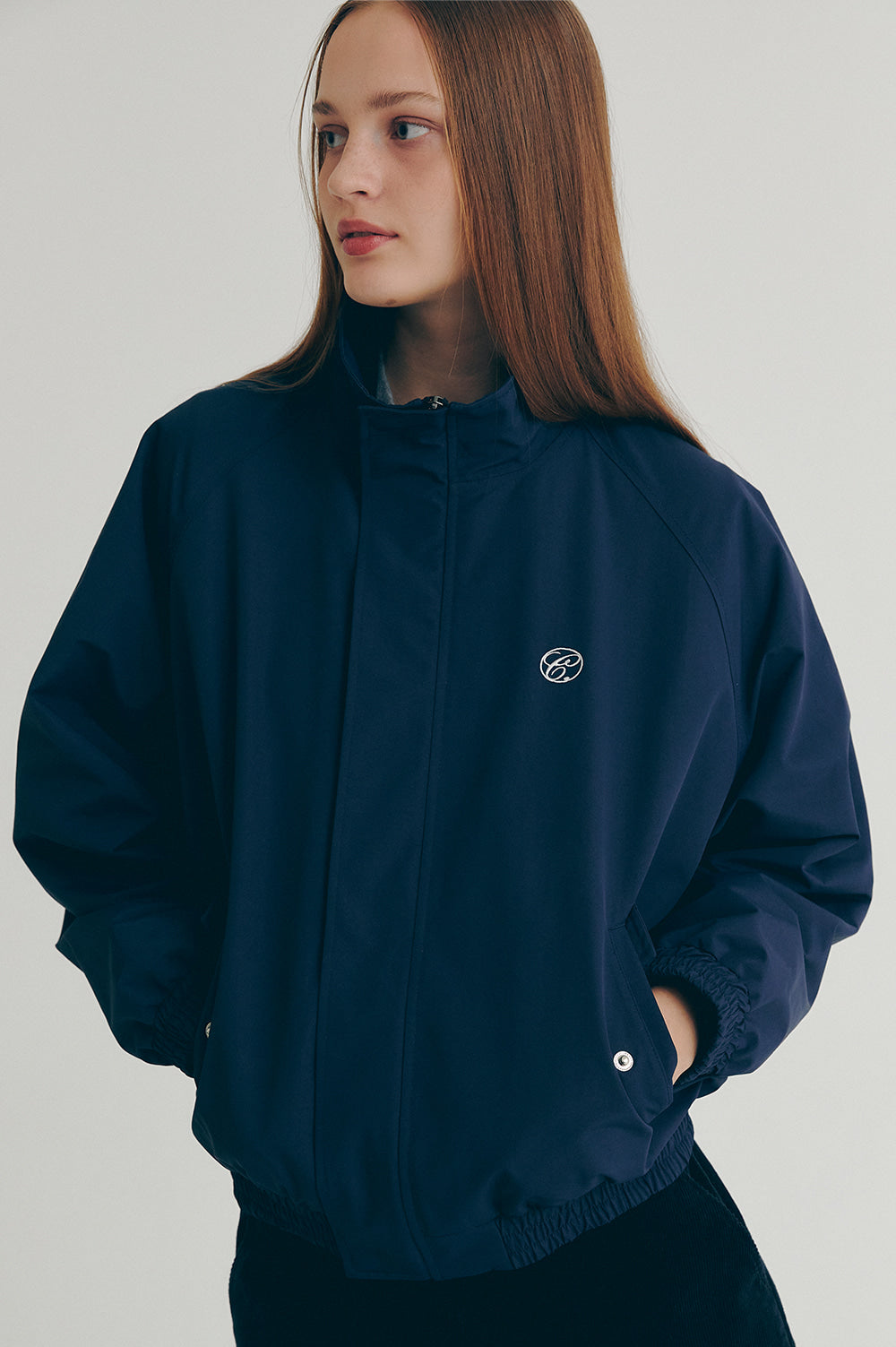 Embroidered Blouson - Navy