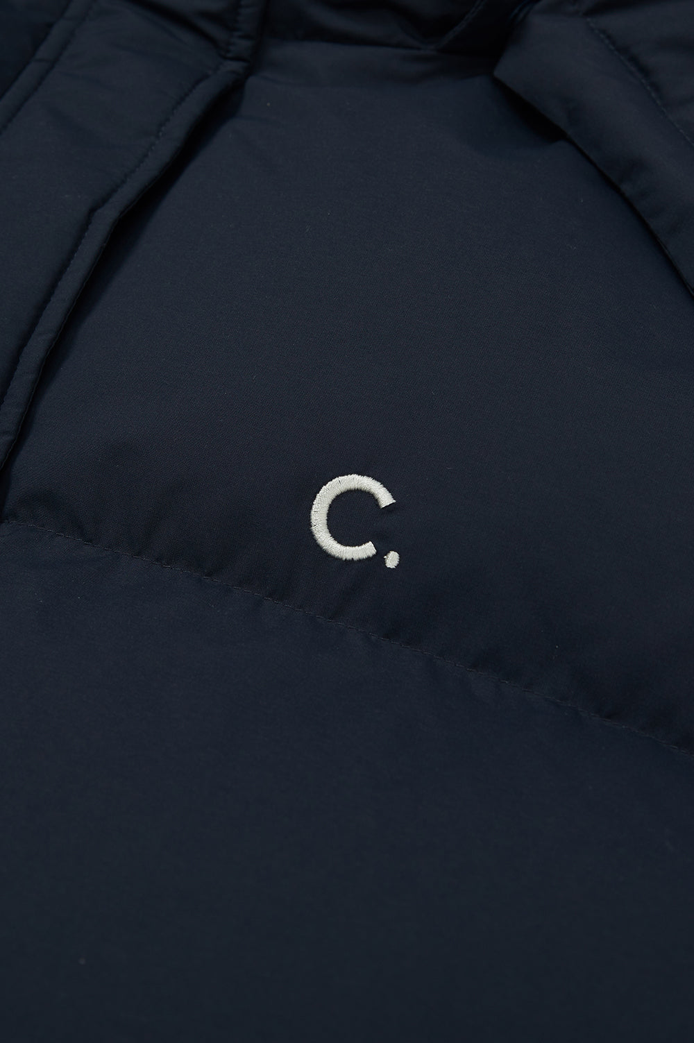 Hooded Quilted Down Jacket - Navy