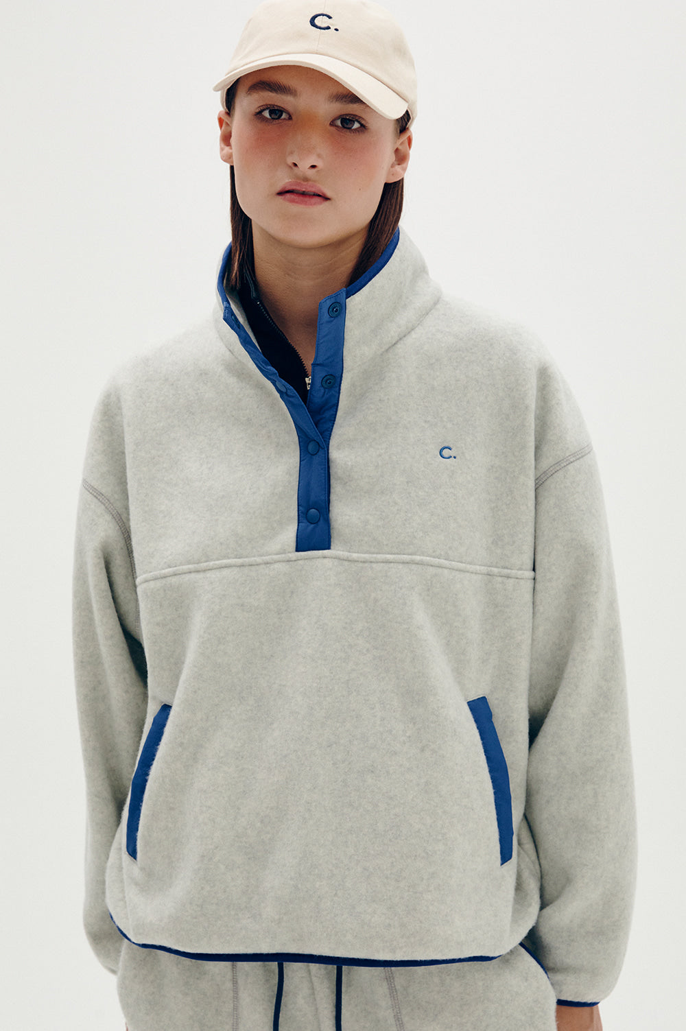 Colored Fleece Half-Zip - Light Gray