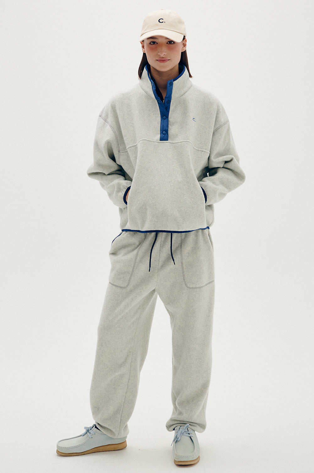 Colored Fleece Half-Zip - Light Gray