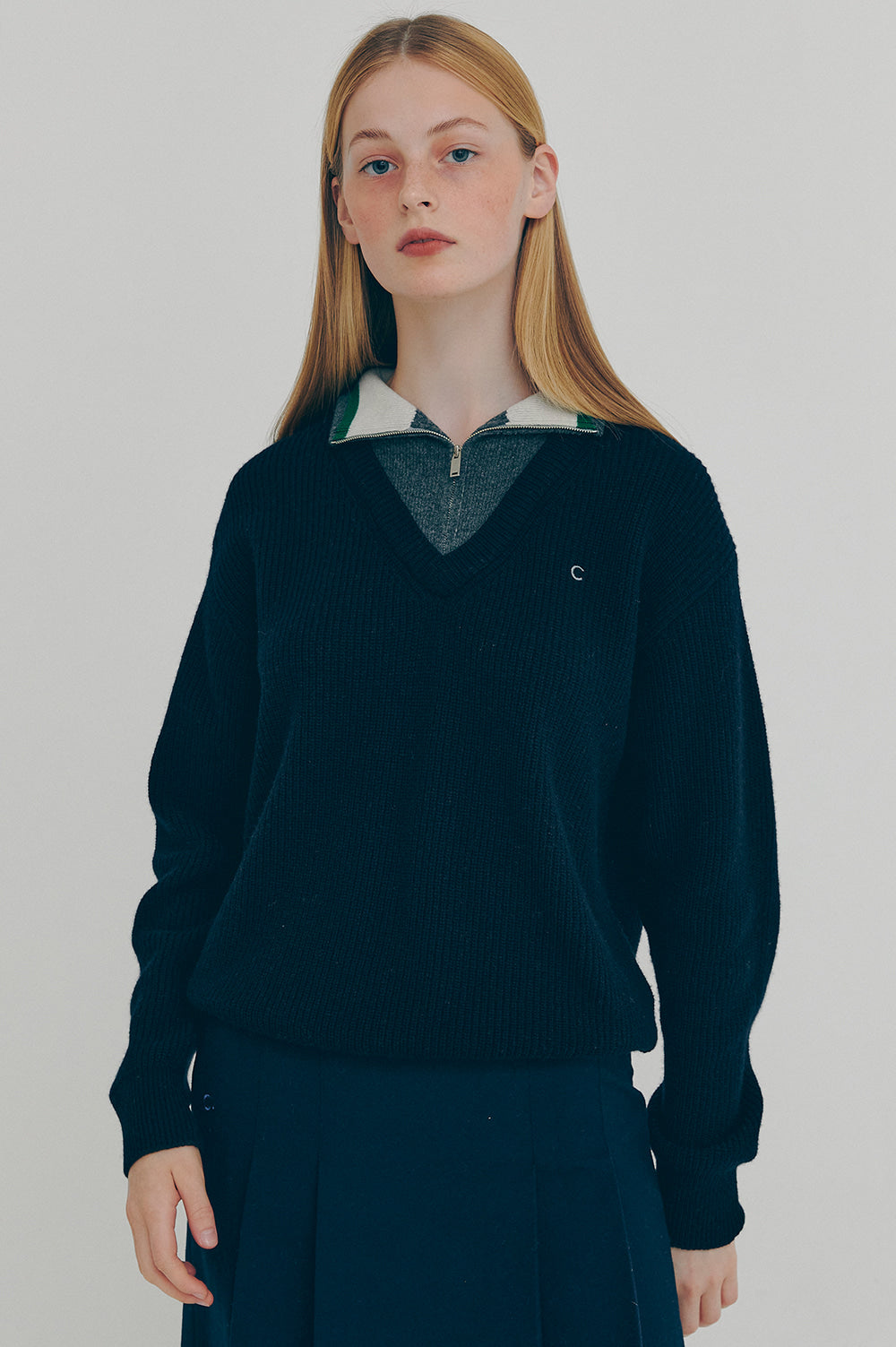 Half-Zip Knit - Navy