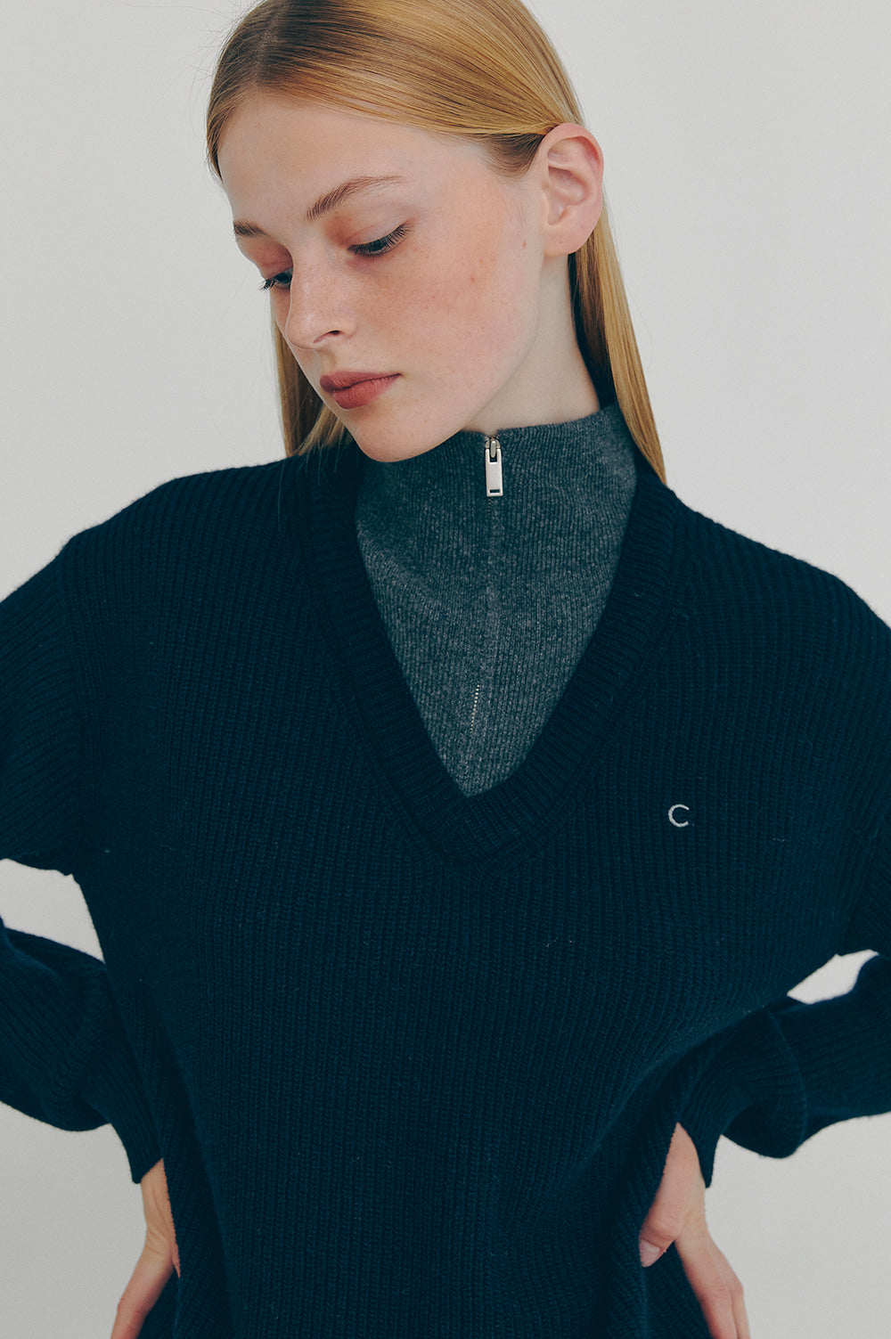 Half-Zip Knit - Navy