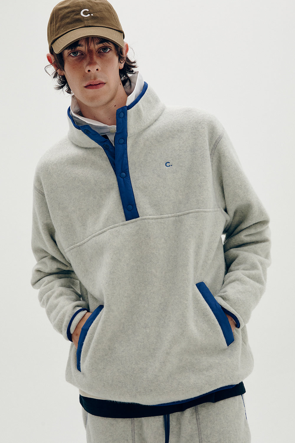 Colored Fleece Half-Zip - Light Gray