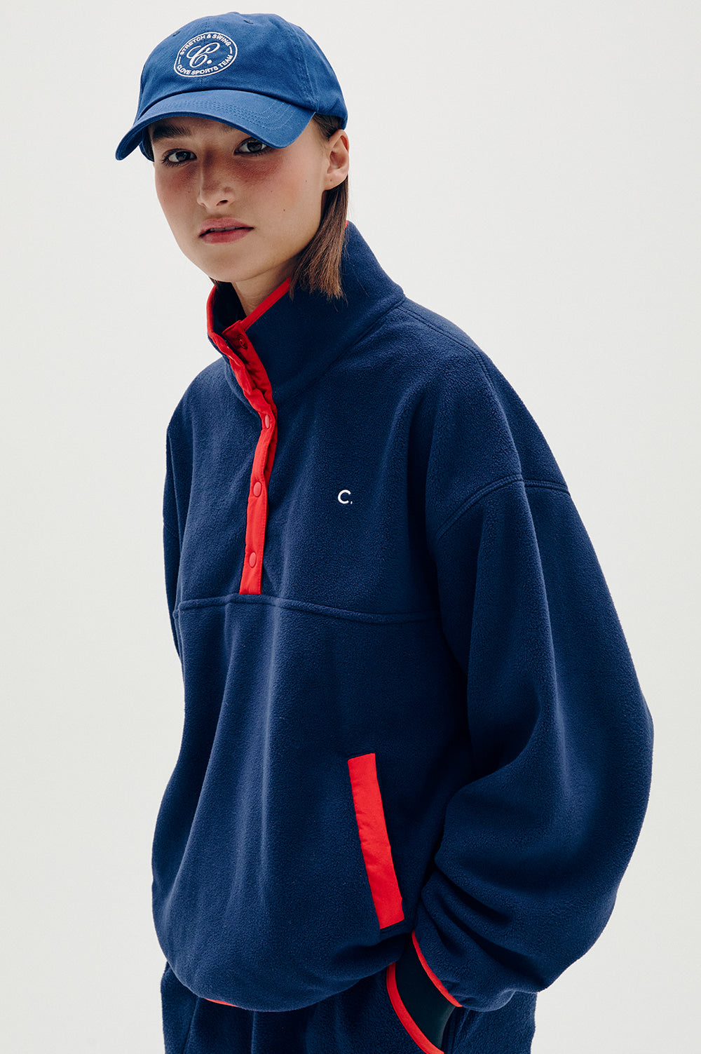 Colored Fleece Half-Zip - Navy