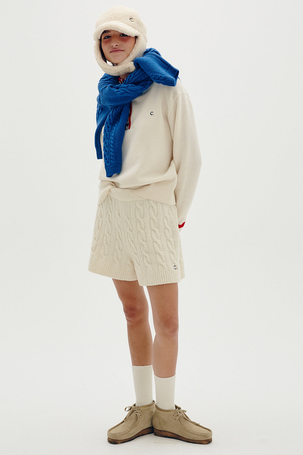 Cable Knit Shorts - Ivory