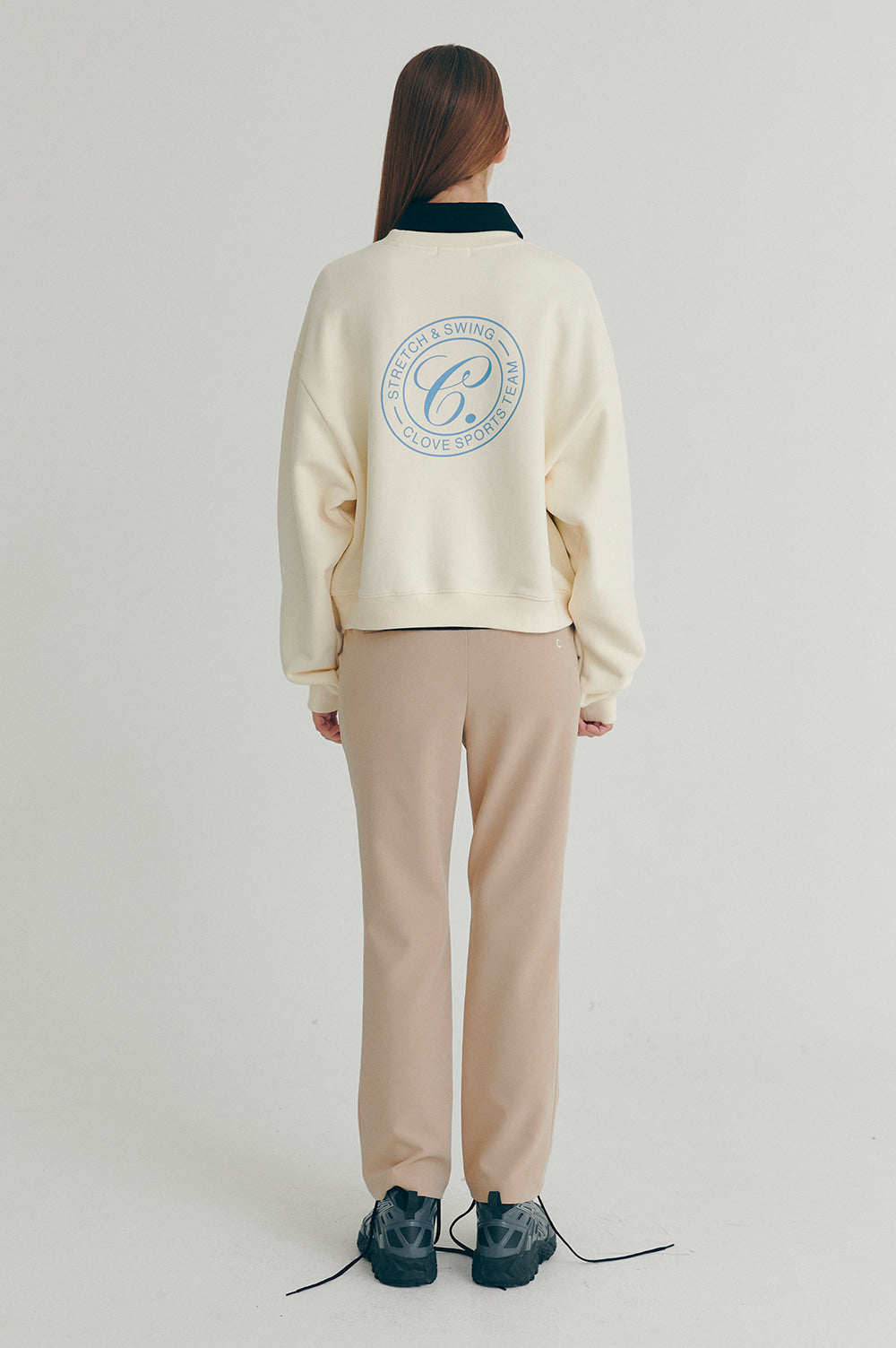 Logo Crop Sweatshirt - Cream