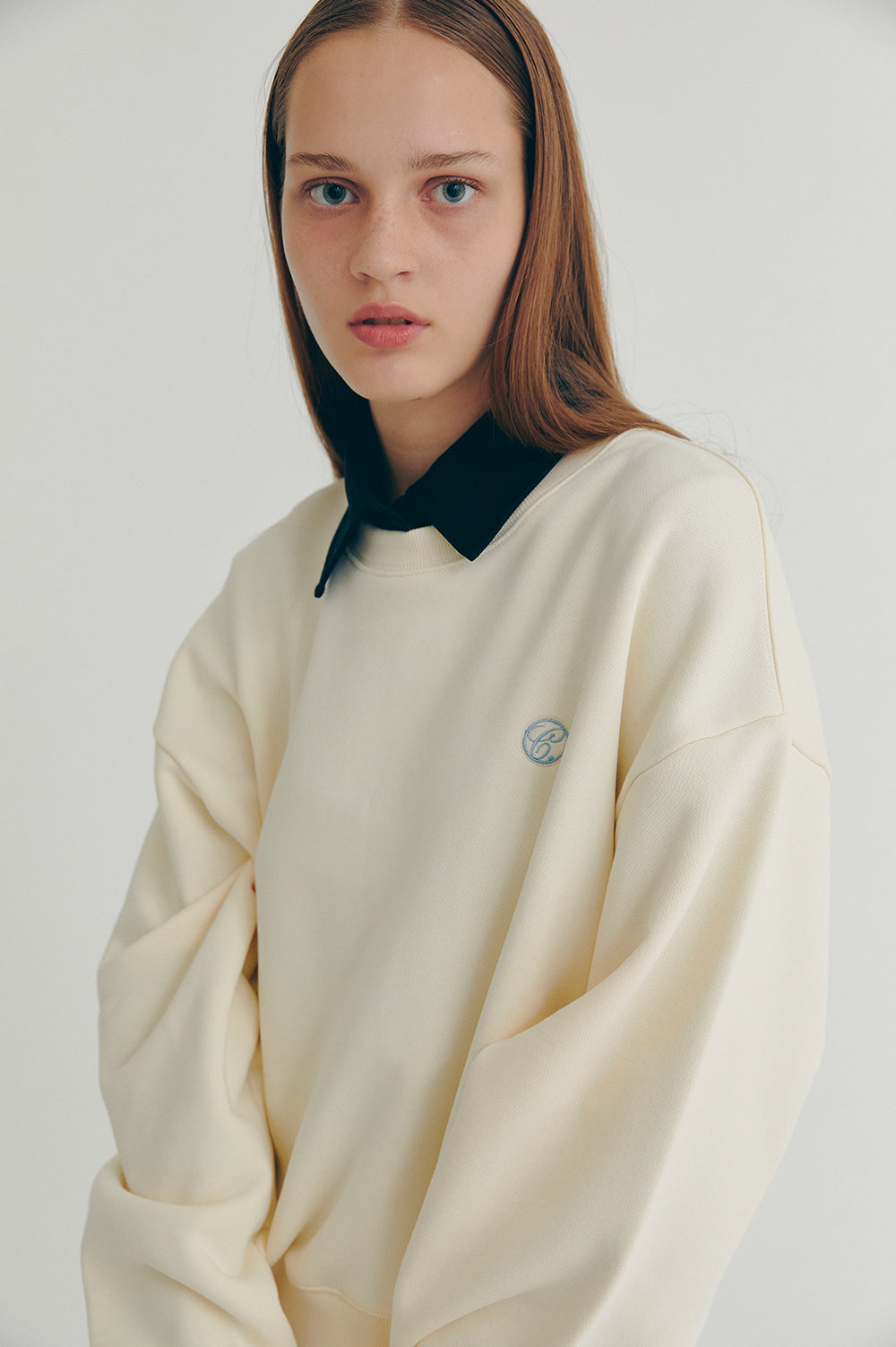 Logo Crop Sweatshirt - Cream