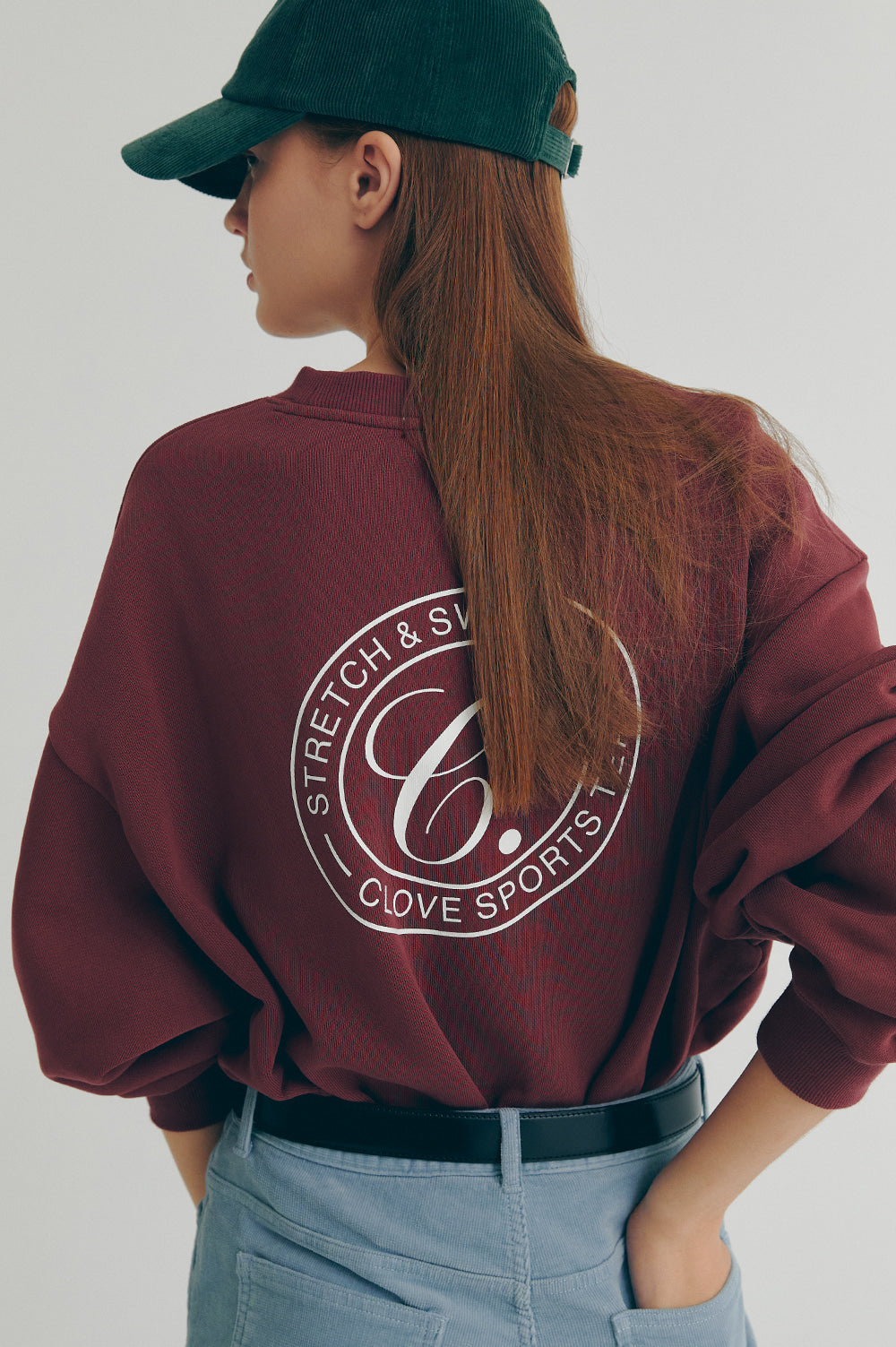 Logo Crop Sweatshirt - Burgundy