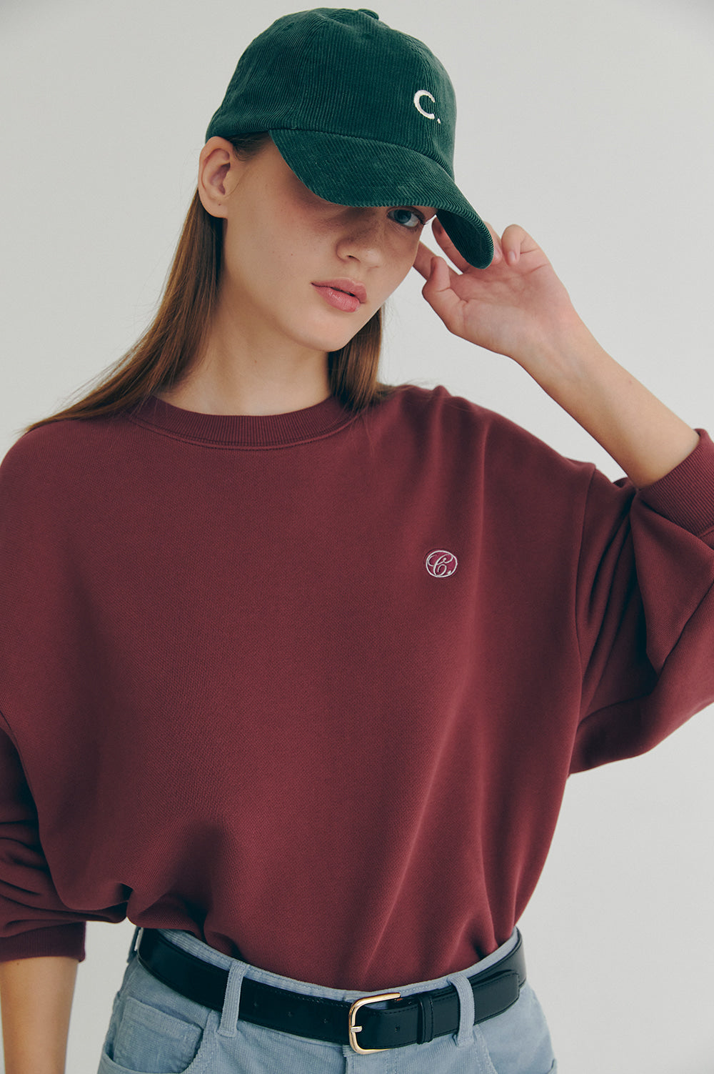 Logo Crop Sweatshirt - Burgundy