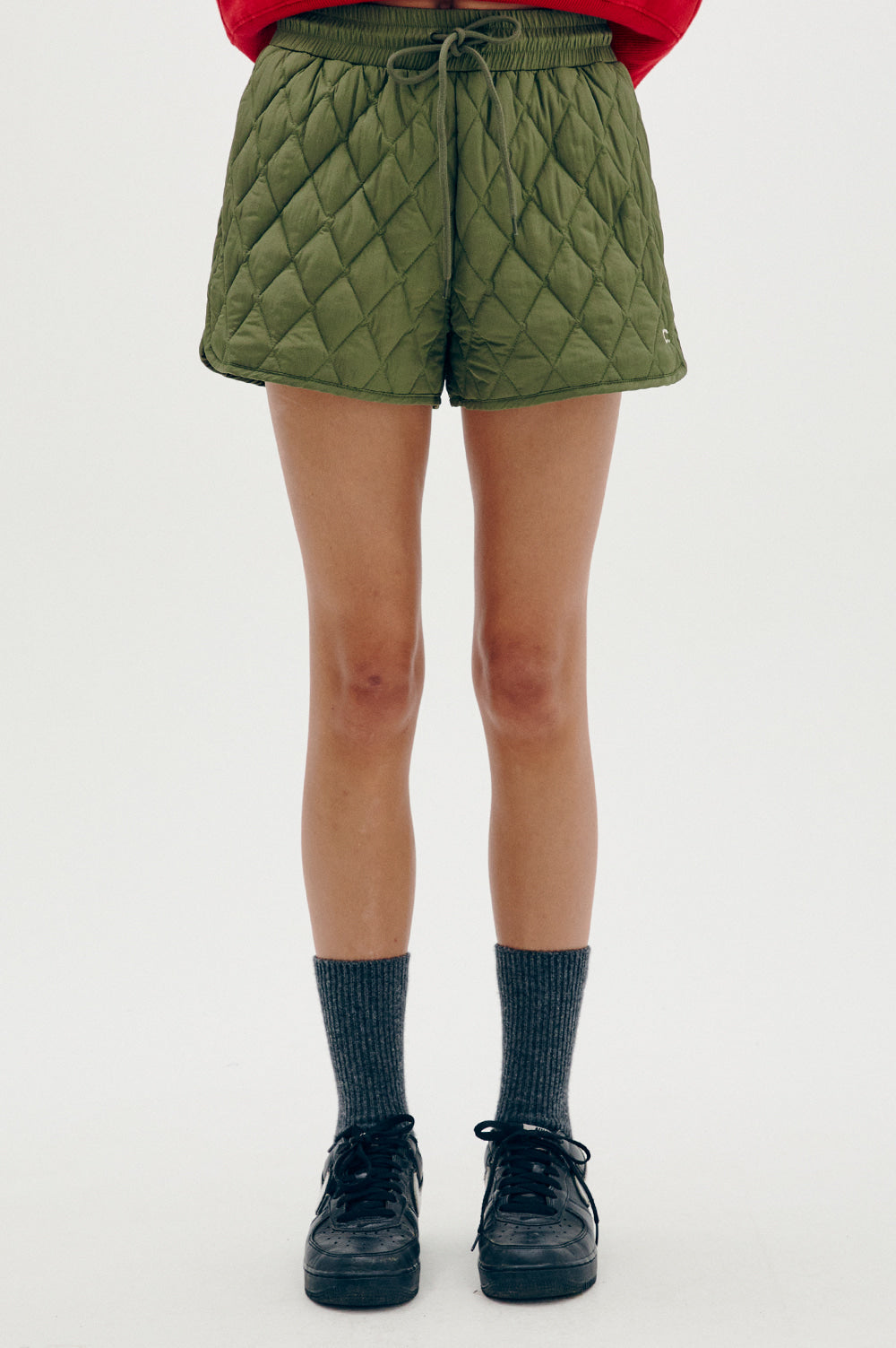 Logo Quilting Shorts - Khaki