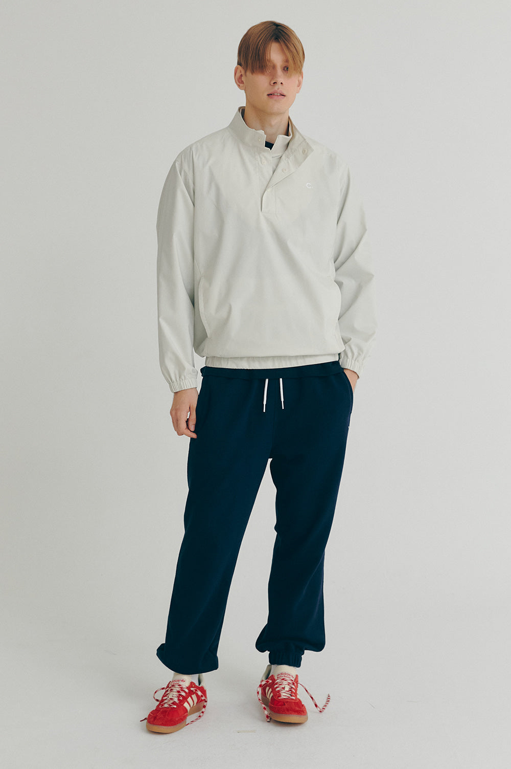 Layered High Neck Pullover - Light Beige