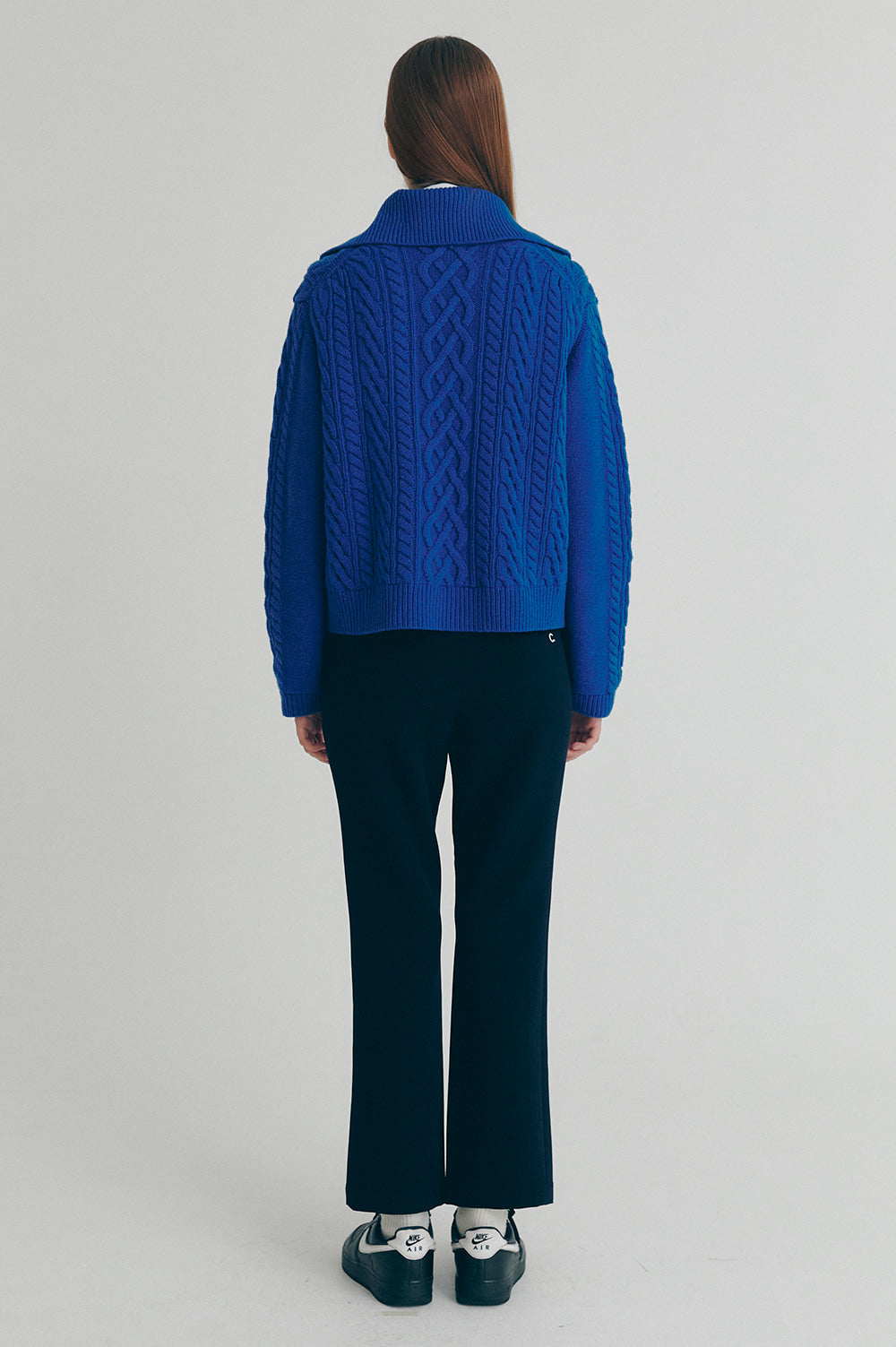 Wool Zipped Cardigan - Blue