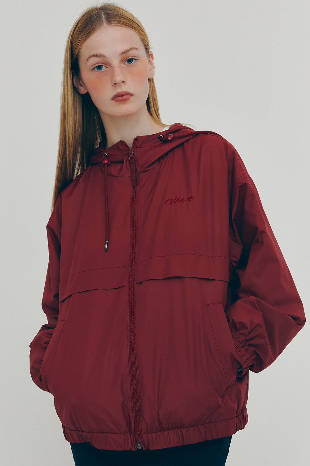 Hooded Windbreaker - Burgundy