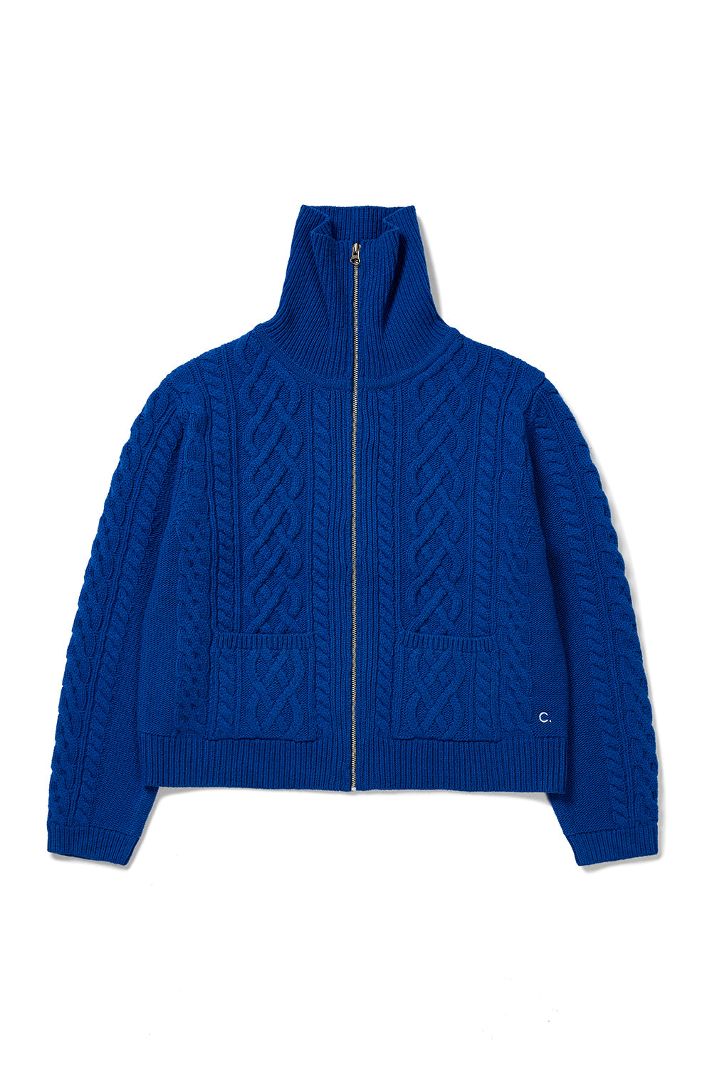 Wool Zipped Cardigan - Blue