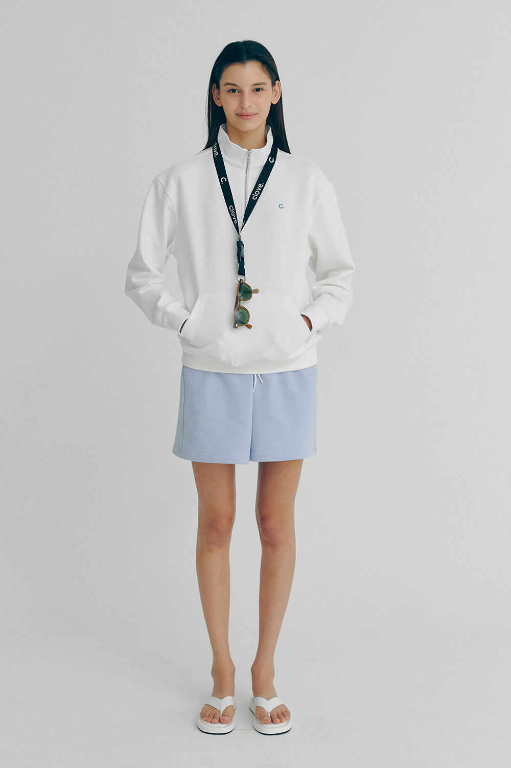 tandard Half-Zip Sweatshirt - White