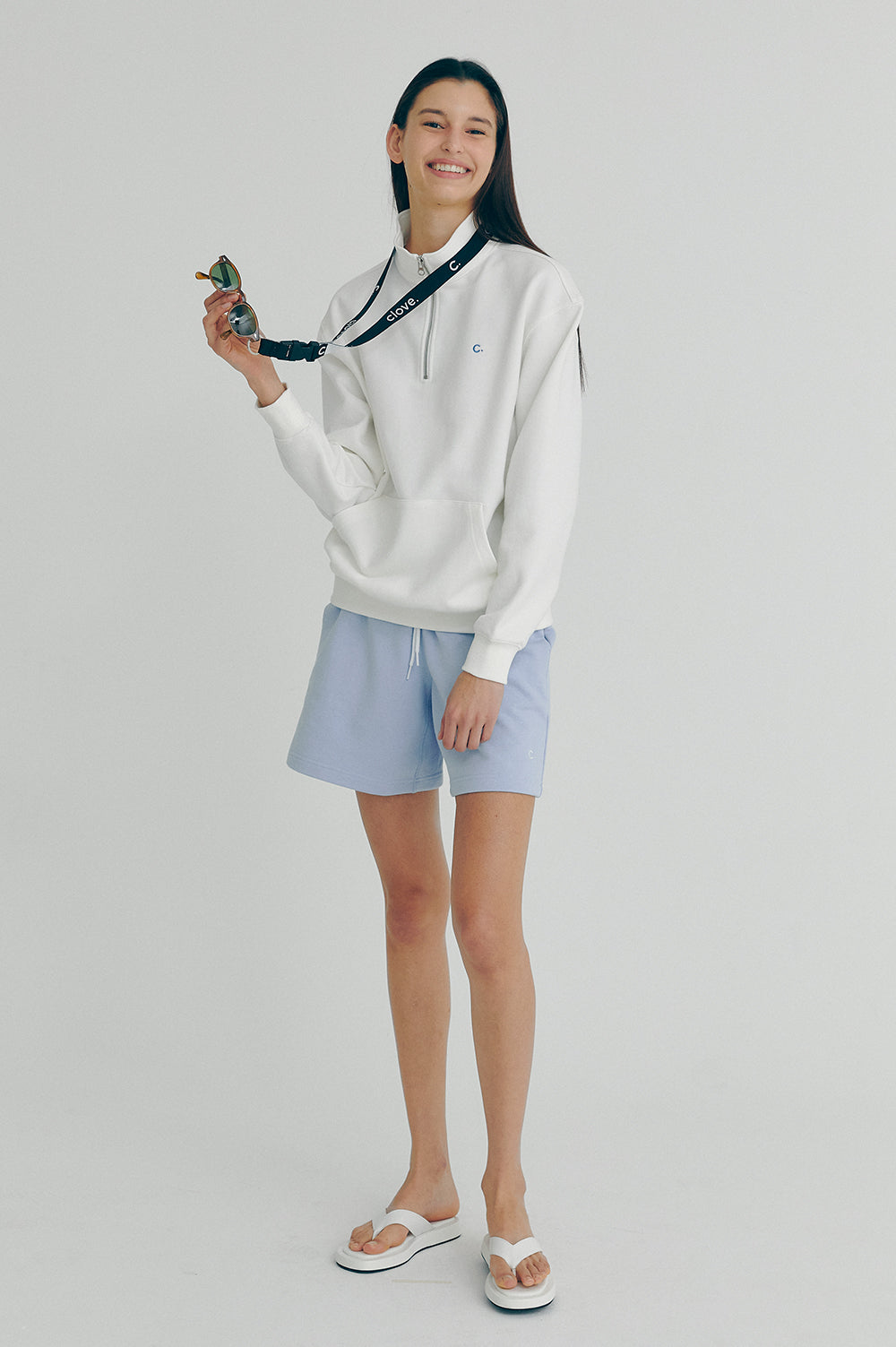 tandard Half-Zip Sweatshirt - White