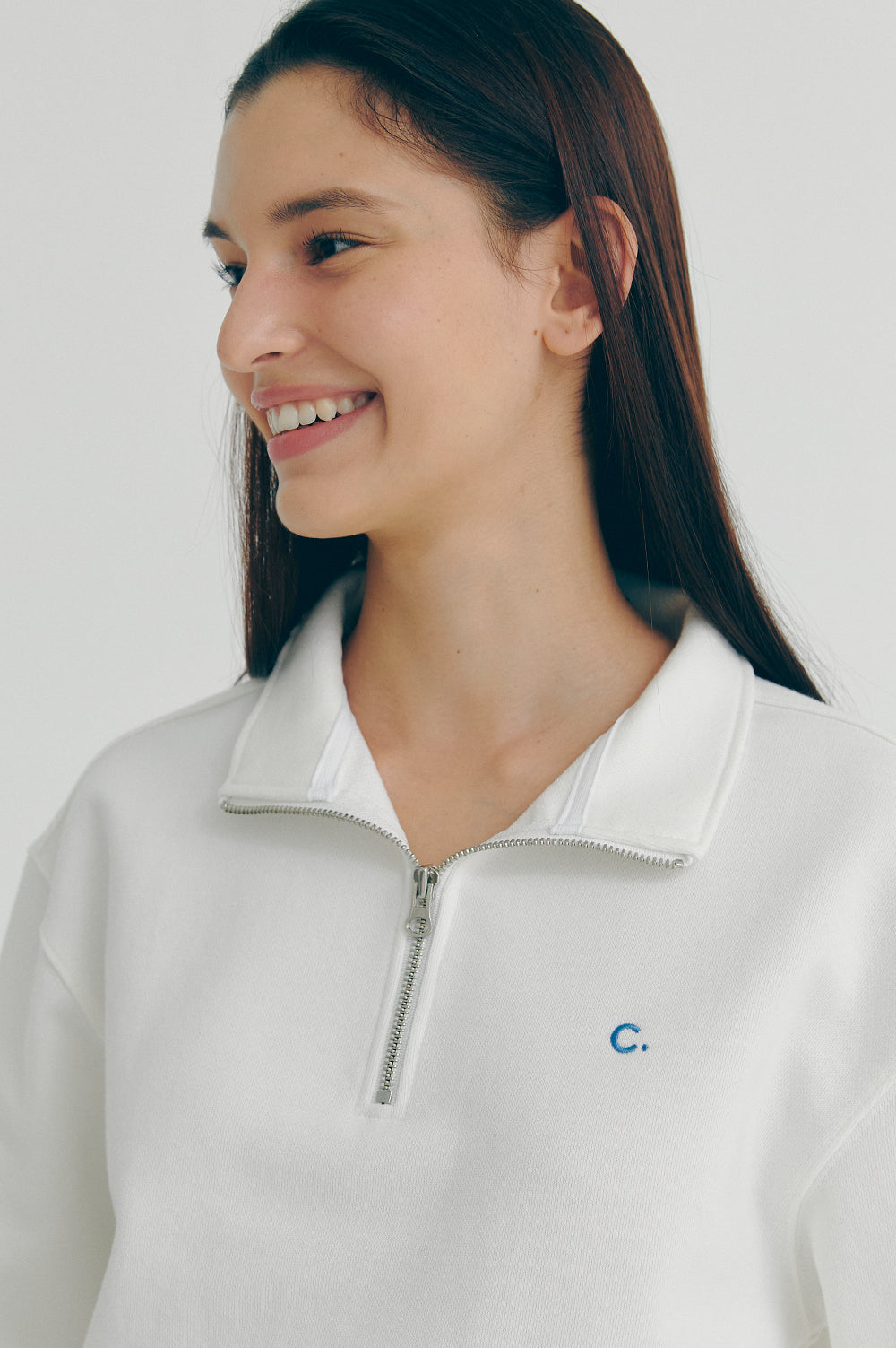 tandard Half-Zip Sweatshirt - White