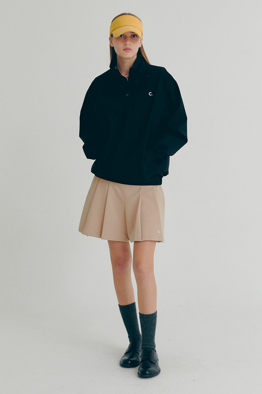 Layered High Neck Pullover - Black