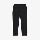 Women's Hem Button Slim Fit 9 Pants - Black