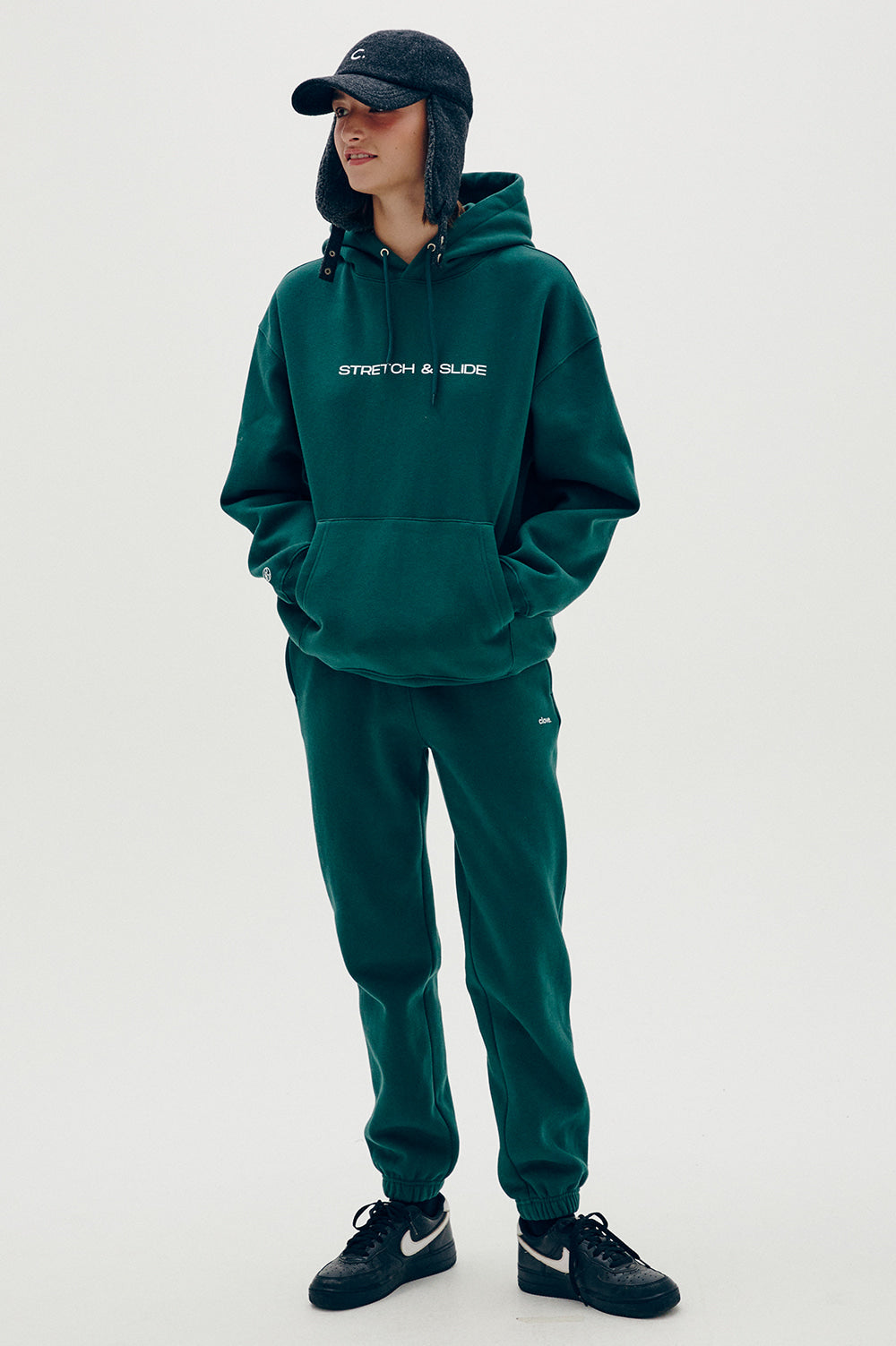 Logo Fleece-Lined Pants Women - Dark Green