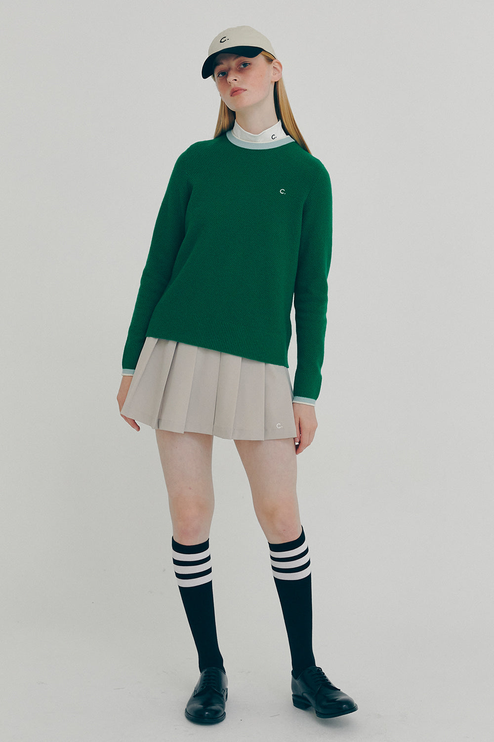 Cashmere Blended Line Knit Women - Green