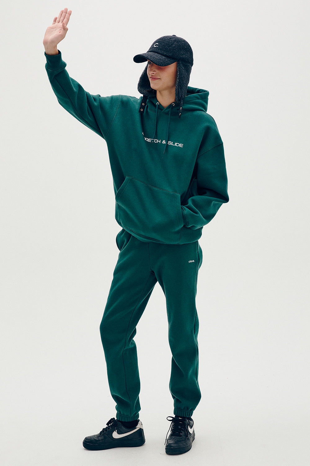 Logo Fleece-Lined Pants Women - Dark Green