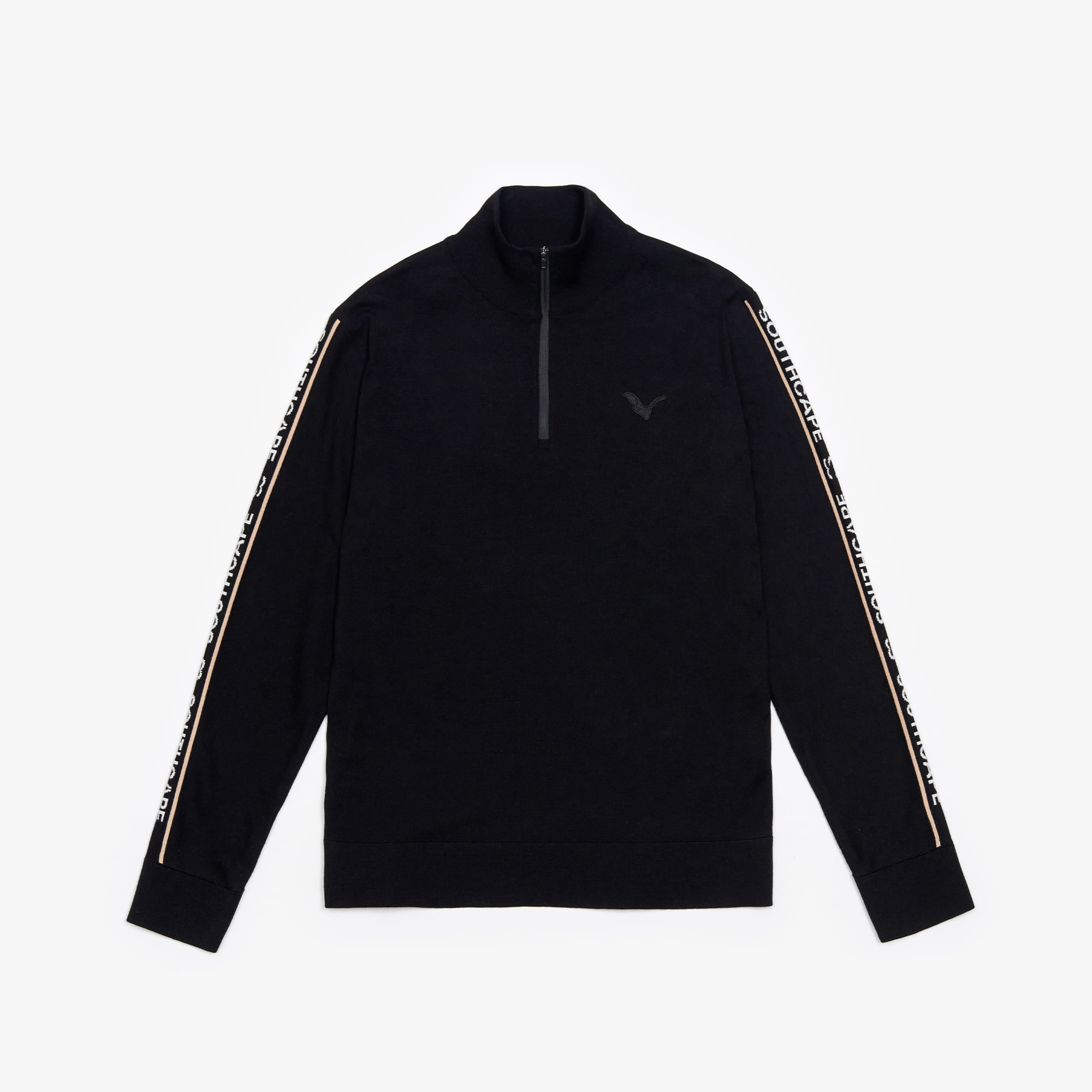 Men's Sleeve Logo Half Zip Up Knit - Black