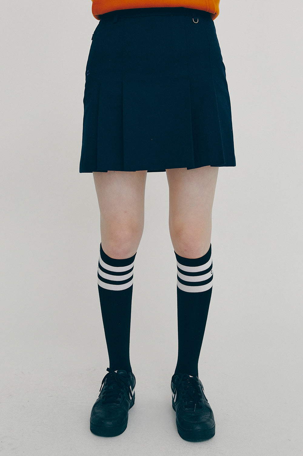 Side Pleated Skirt - Navy