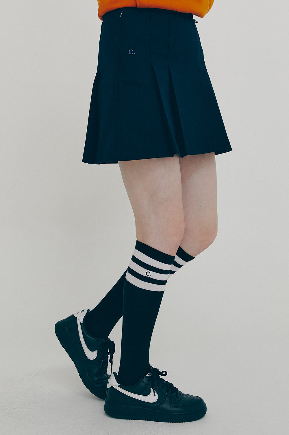 Side Pleated Skirt - Navy