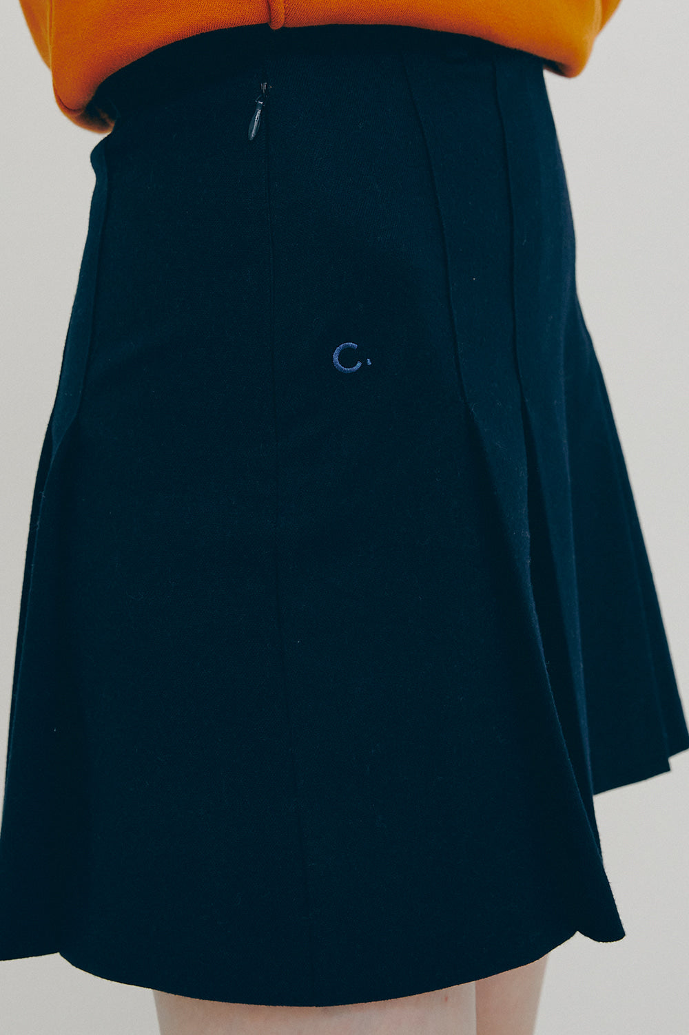 Side Pleated Skirt - Navy