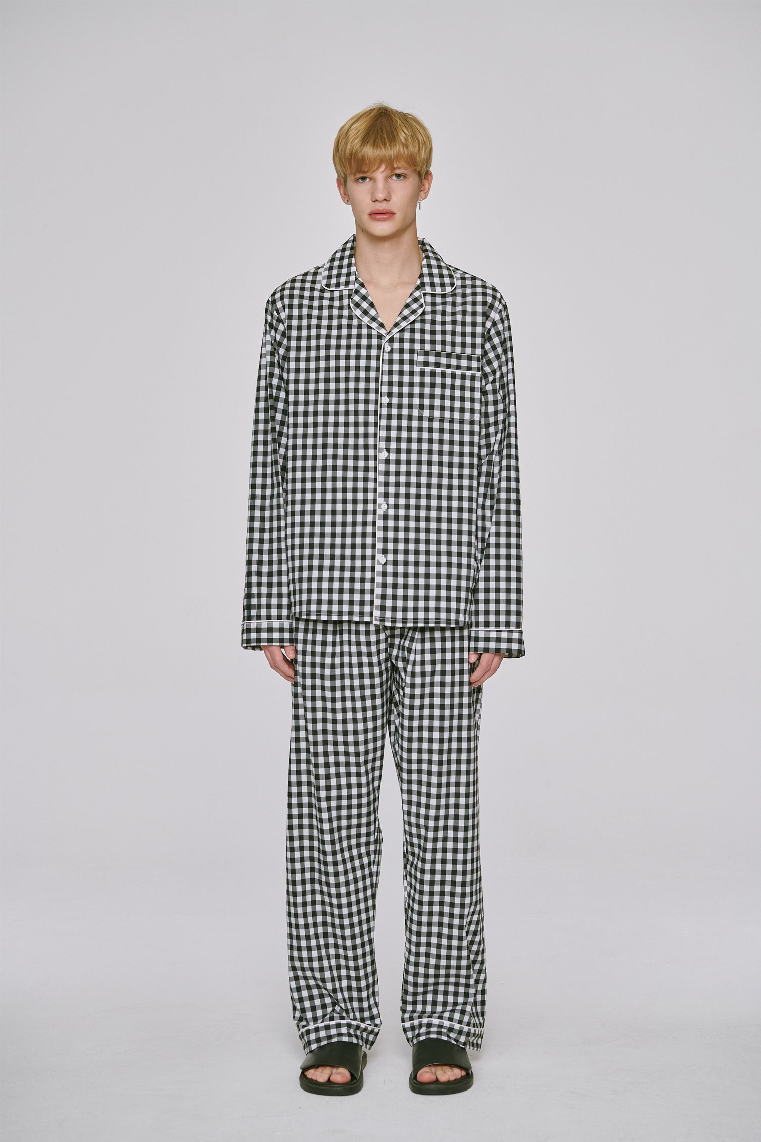 Black gingham pajama set couple package