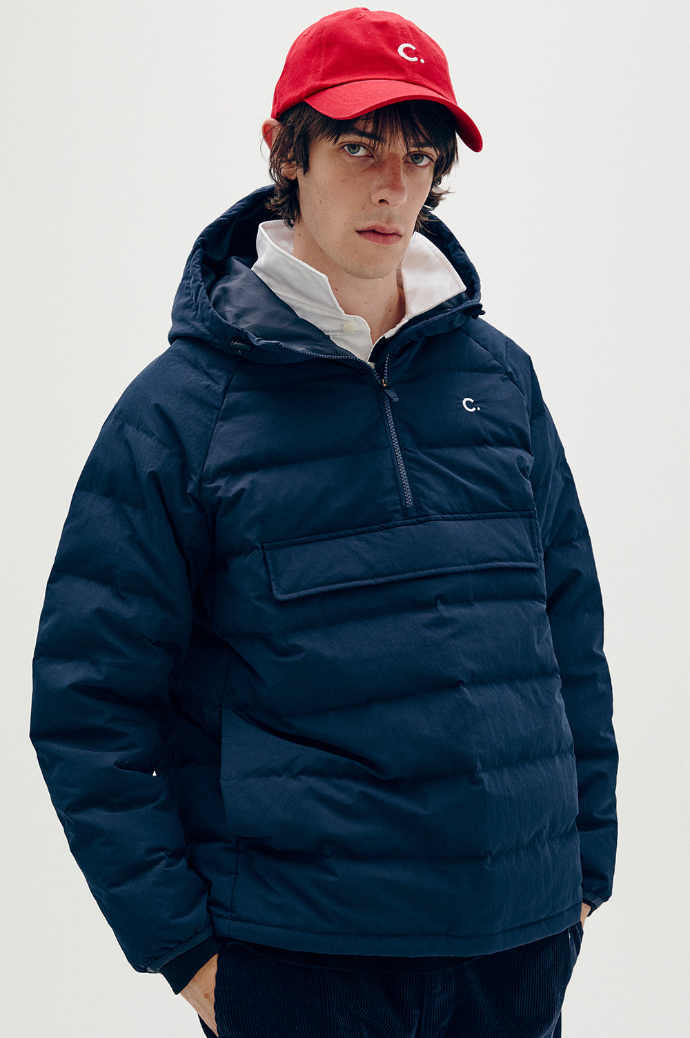 Half-Zip Down Anorak - Dark Navy