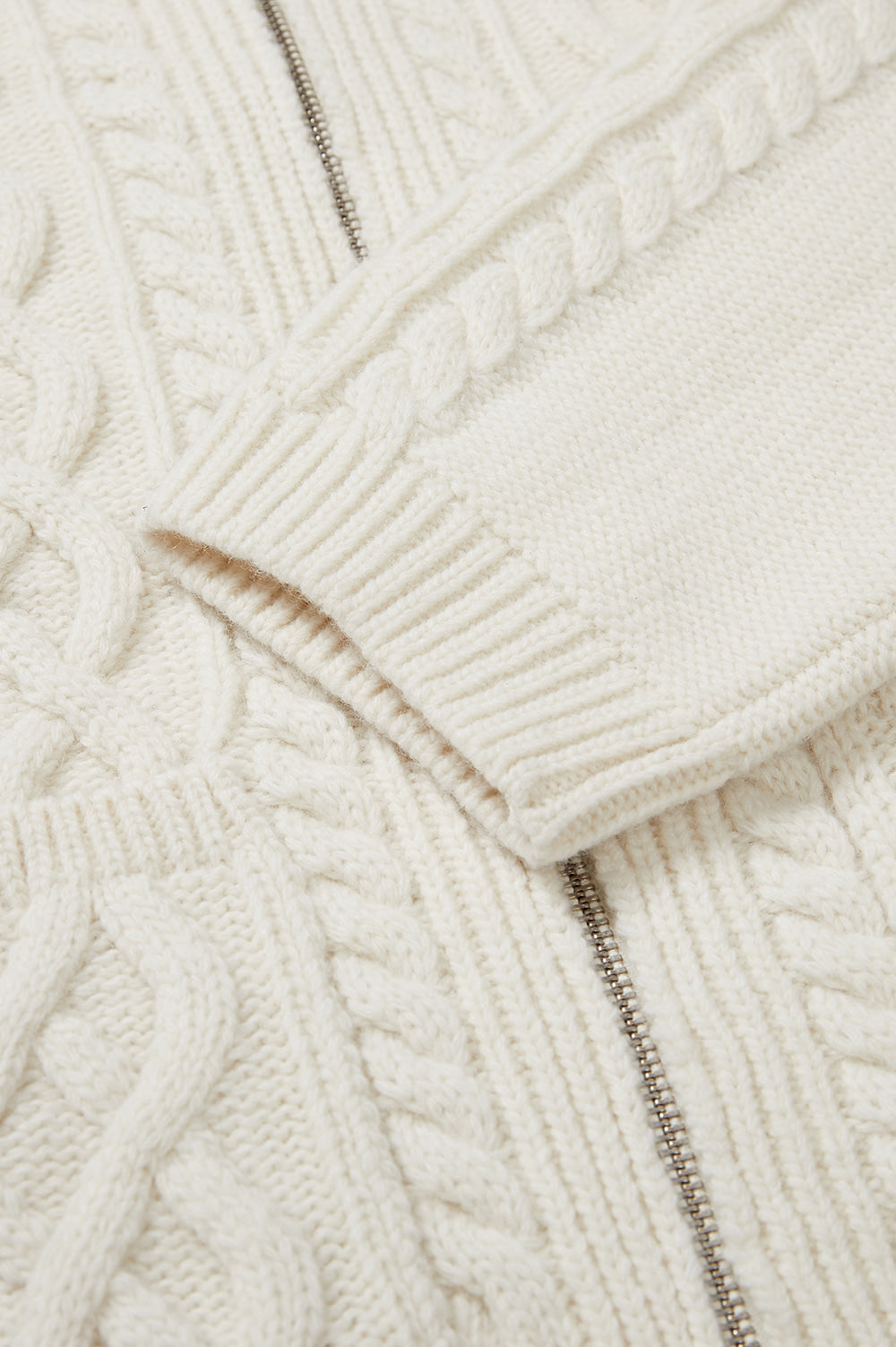 Wool Zipped Cardigan - Ivory