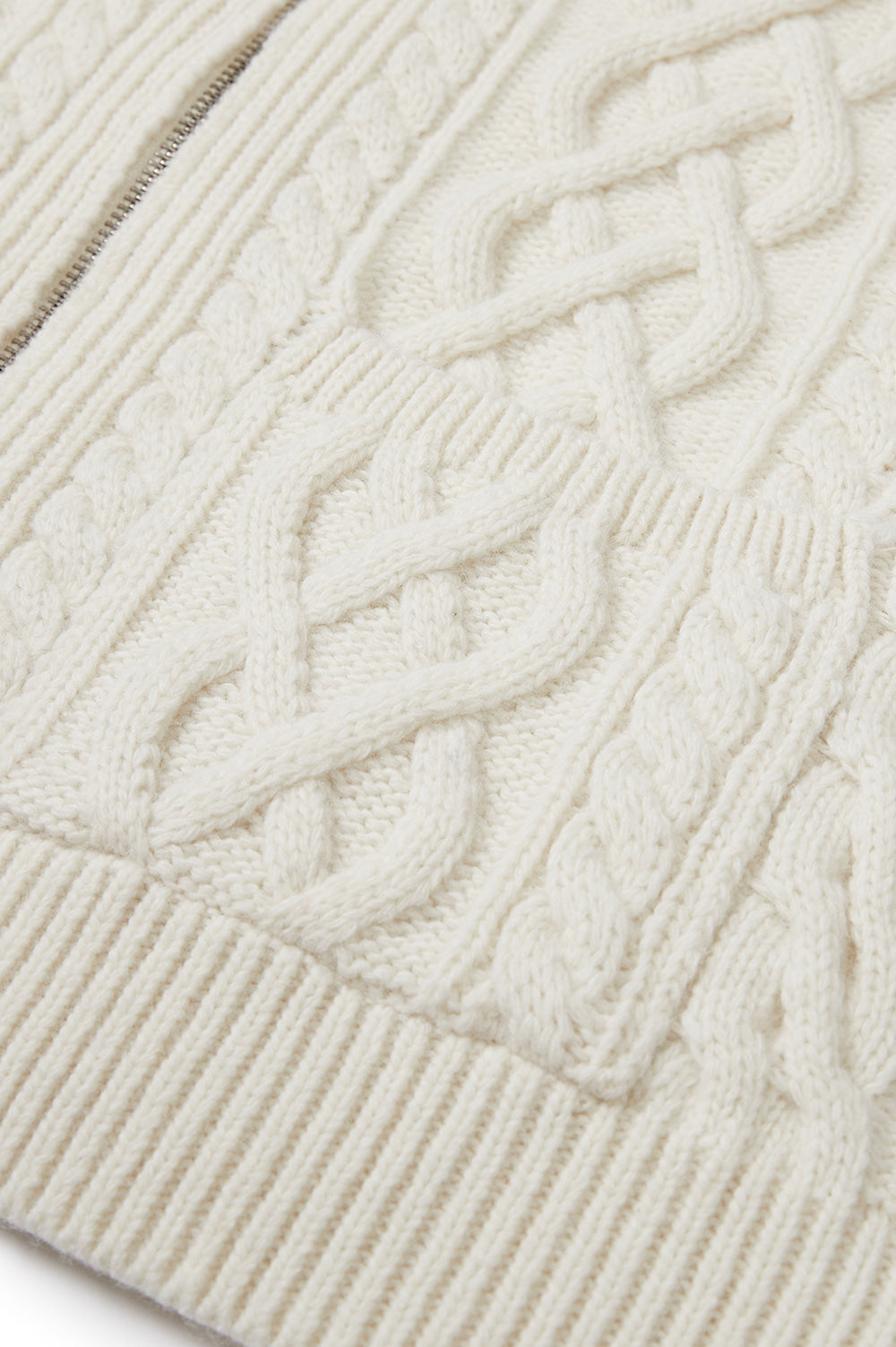 Wool Zipped Cardigan - Ivory