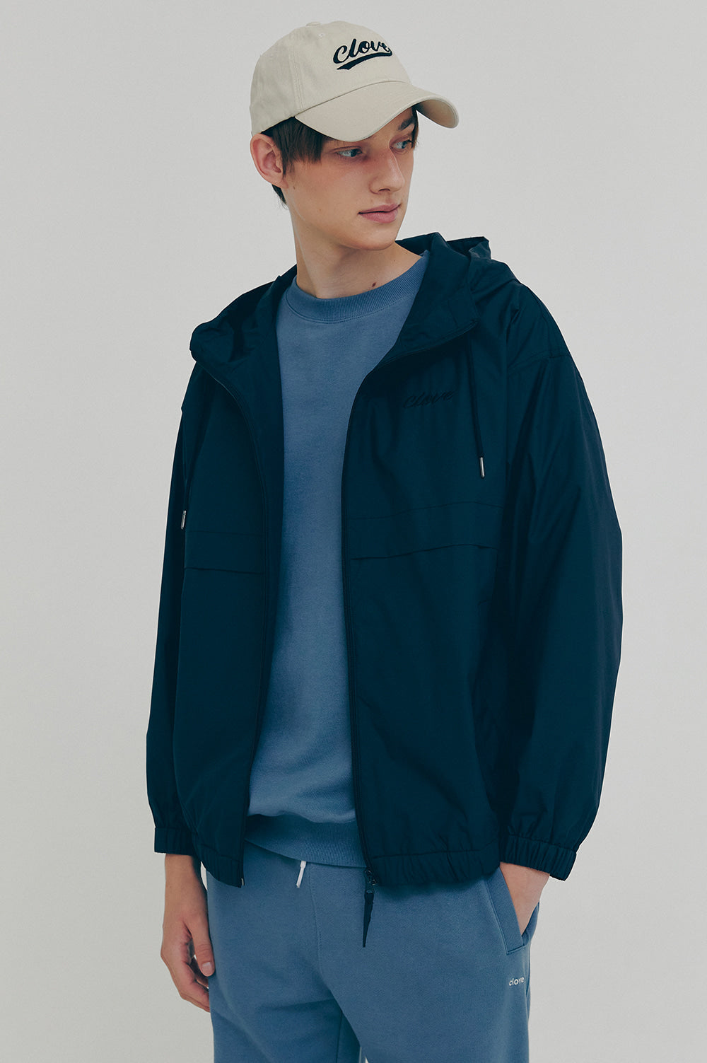 Hooded Windbreaker - Navy