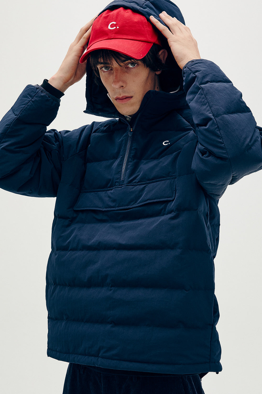 Half-Zip Down Anorak - Dark Navy