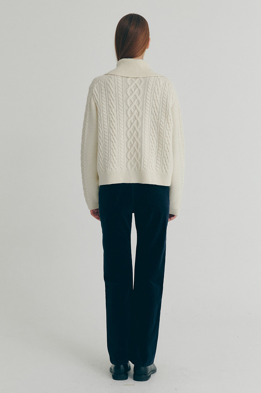 Wool Zipped Cardigan - Ivory