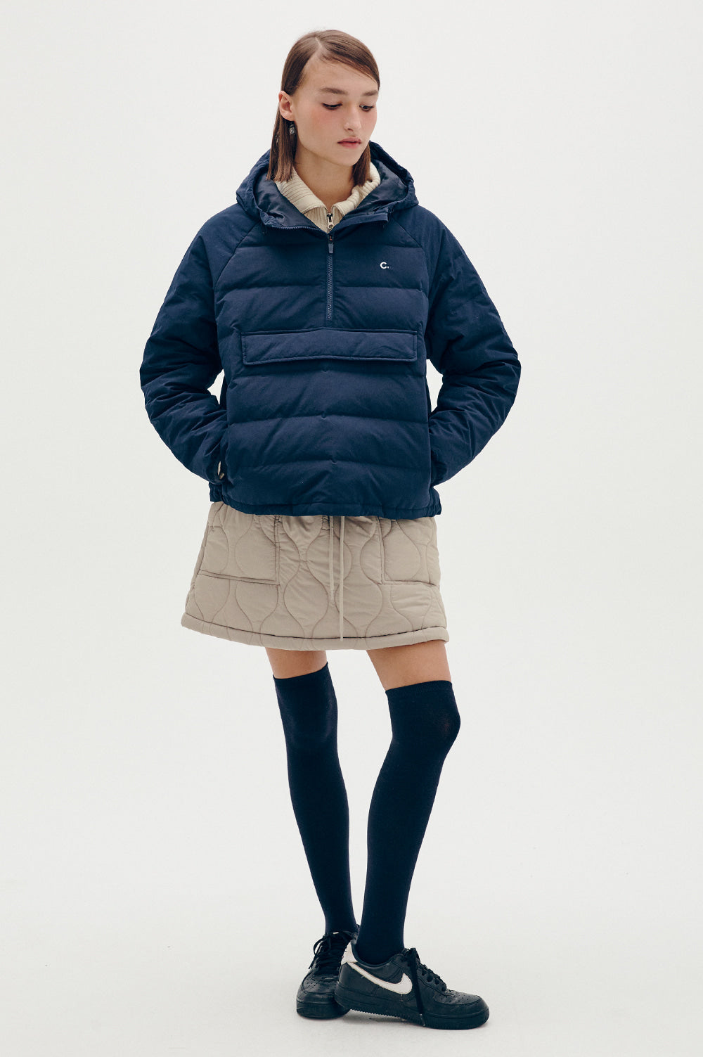 Half-Zip Down Anorak - Dark Navy