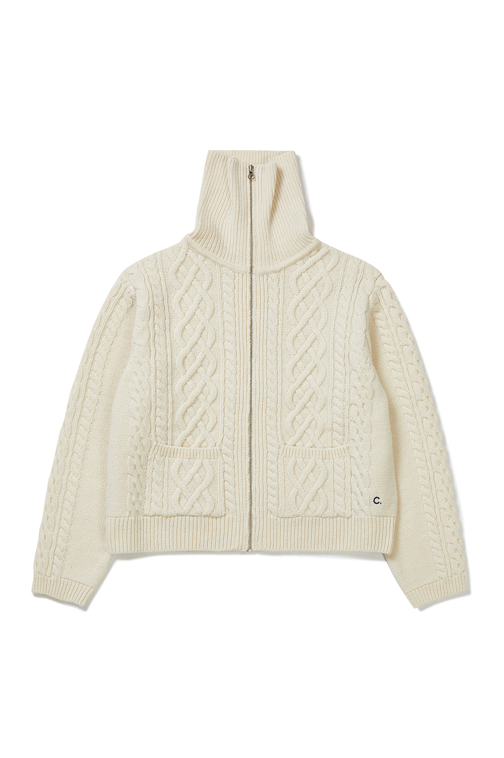 Wool Zipped Cardigan - Ivory